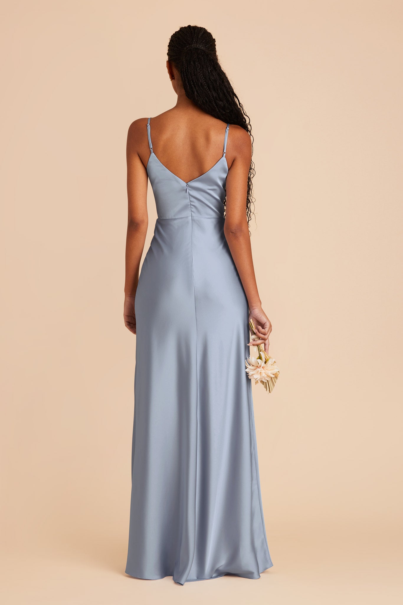 Dusty Blue Jay Matte Satin Dress by Birdy Grey