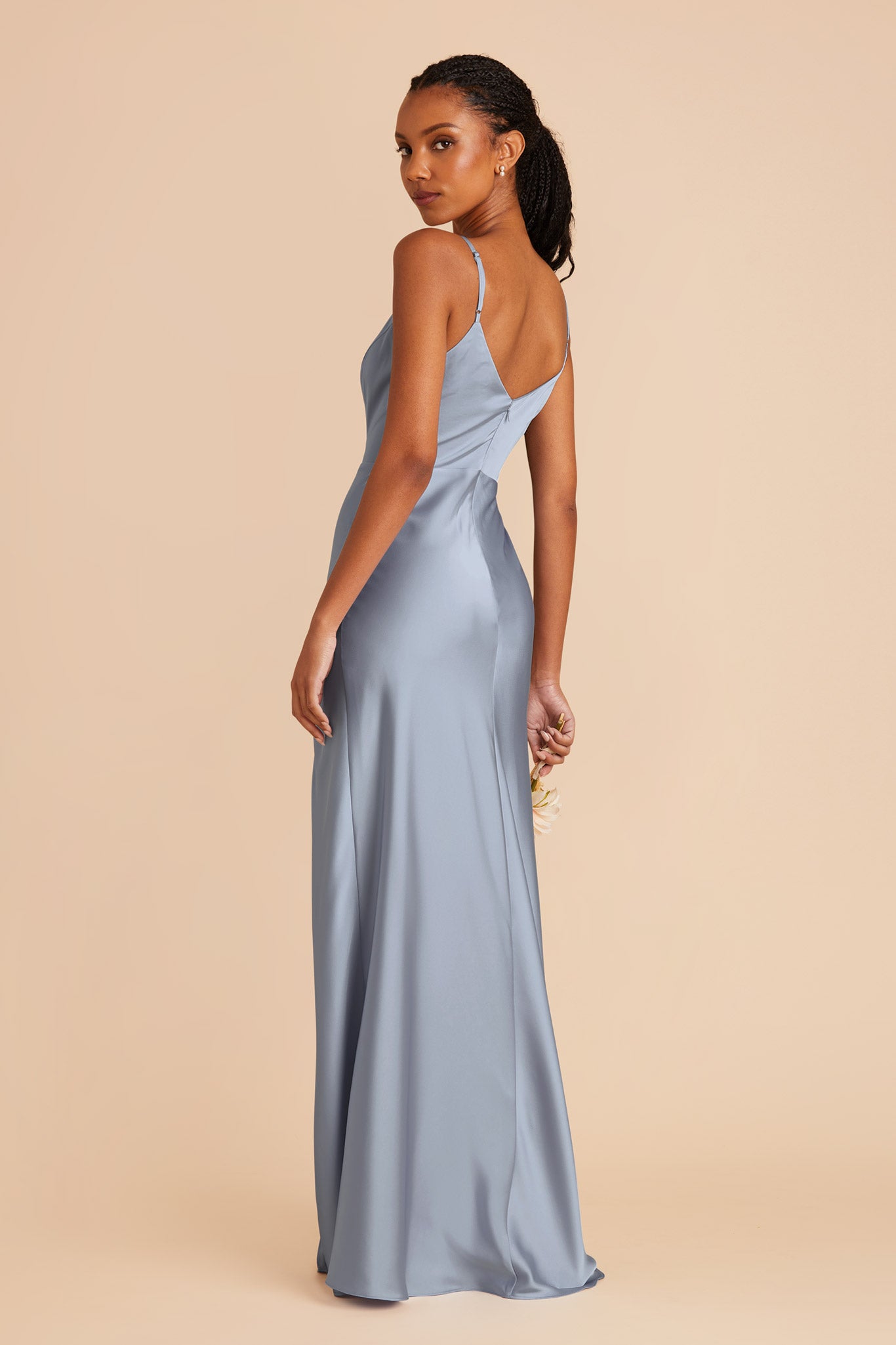 Dusty Blue Jay Matte Satin Dress by Birdy Grey