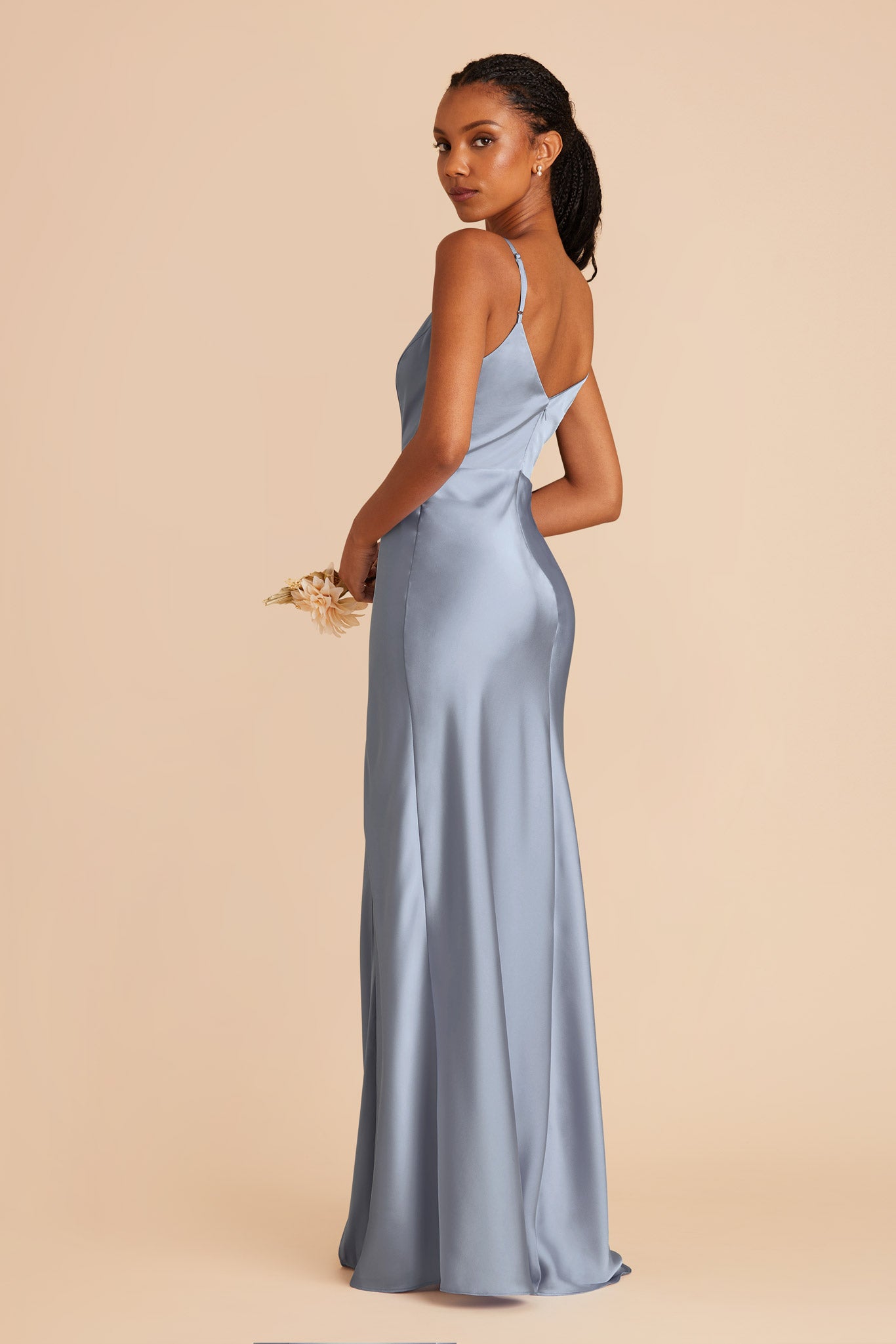 Dusty Blue Jay Matte Satin Dress by Birdy Grey