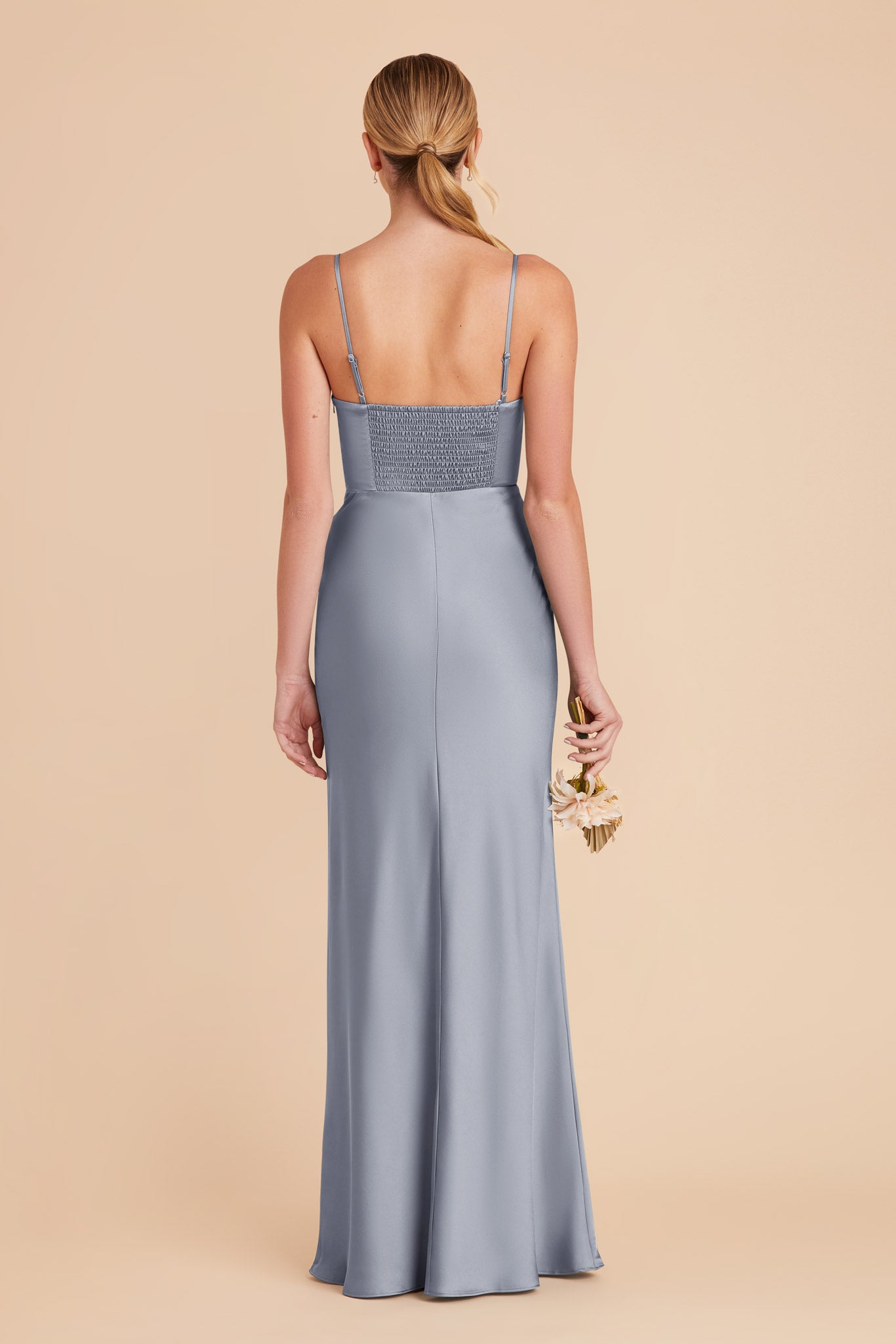 Dusty Blue Jessica Matte Satin Dress by Birdy Grey