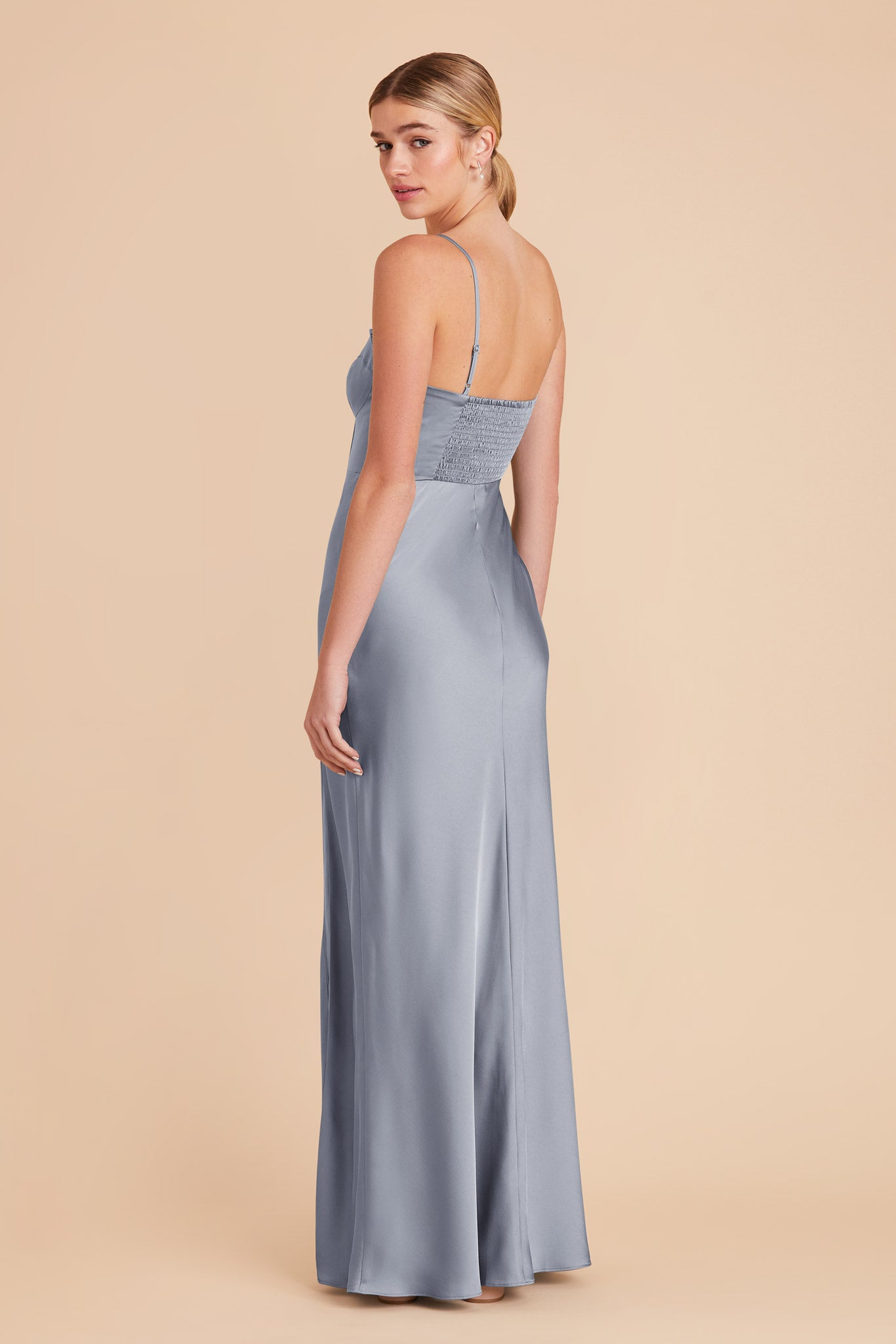 Dusty Blue Jessica Matte Satin Dress by Birdy Grey