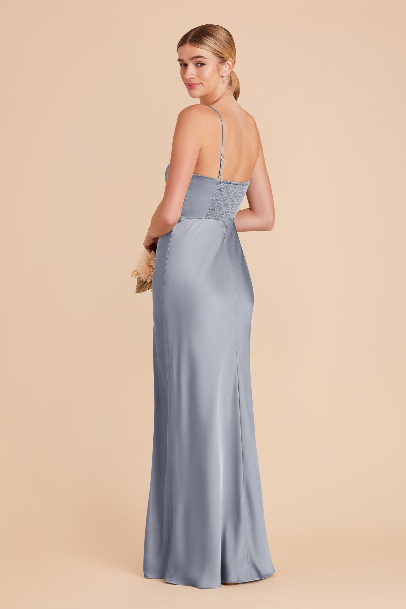 Dusty Blue Jessica Matte Satin Dress by Birdy Grey