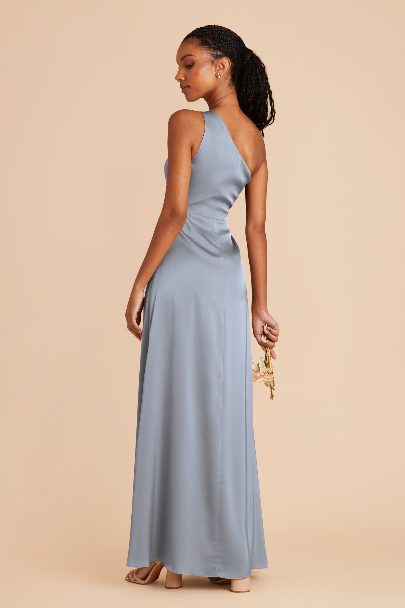 Dusty Blue Kira Matte Satin Dress by Birdy Grey