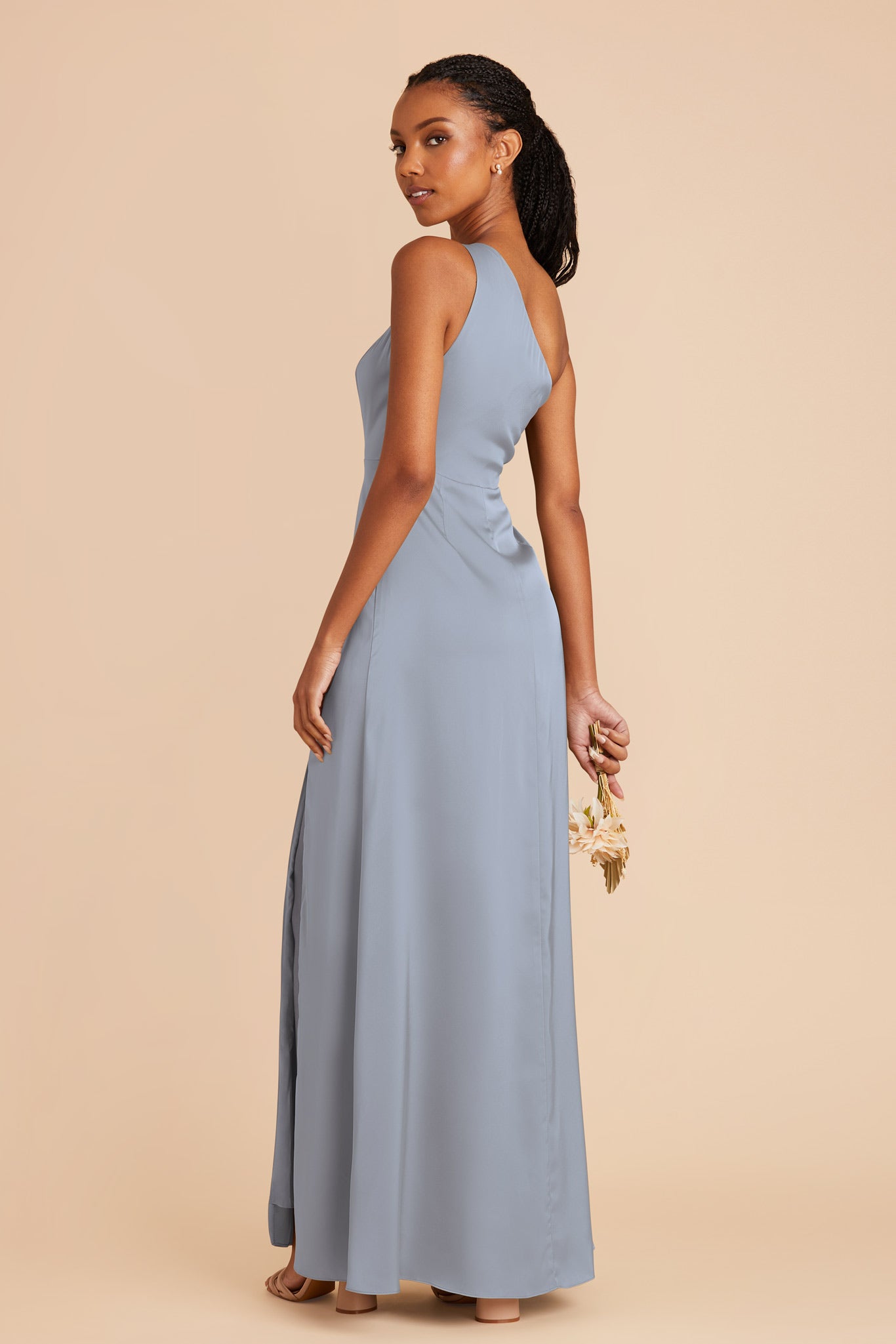 Dusty Blue Kira Matte Satin Dress by Birdy Grey