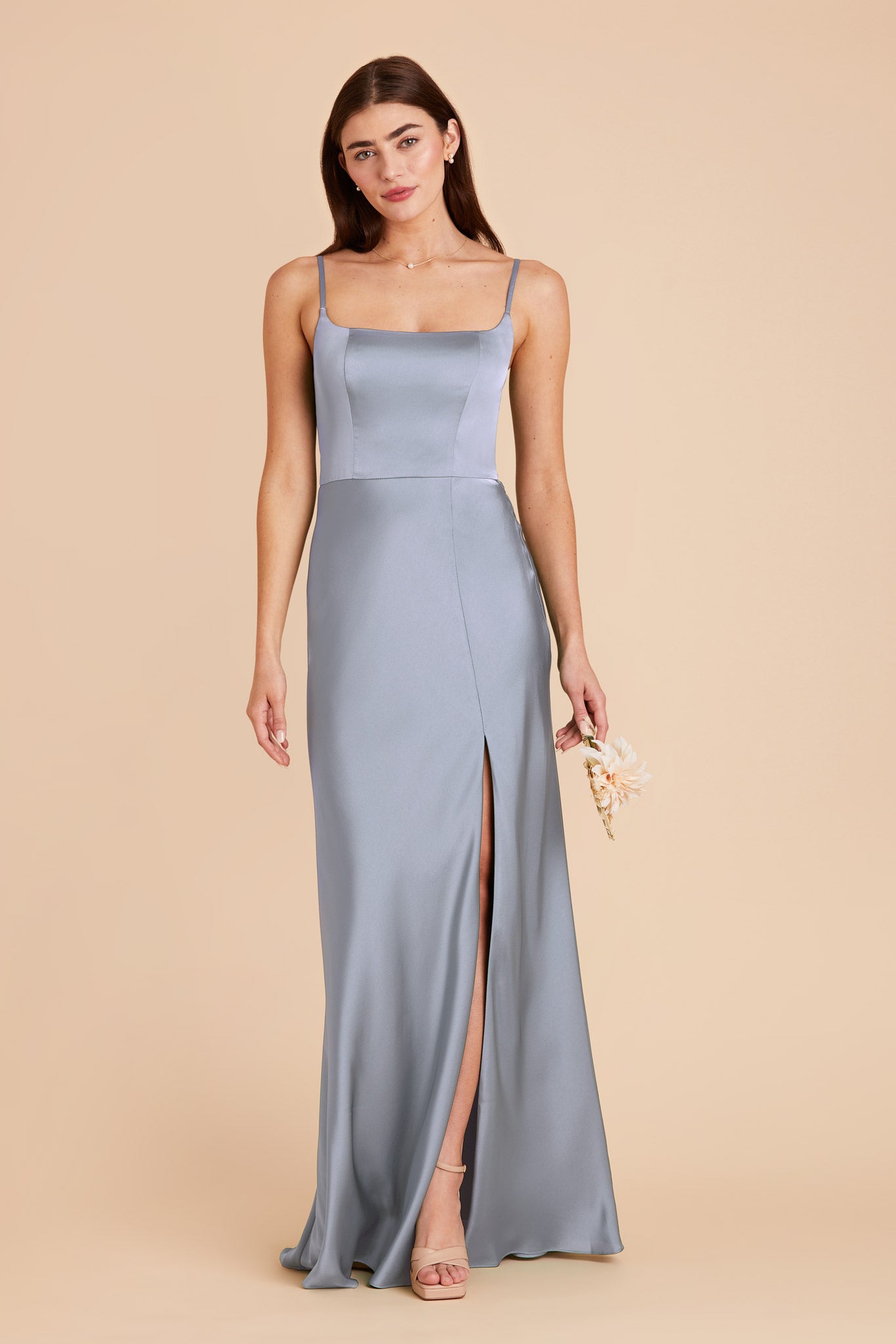 Dusty Blue Mai Matte Satin Dress by Birdy Grey