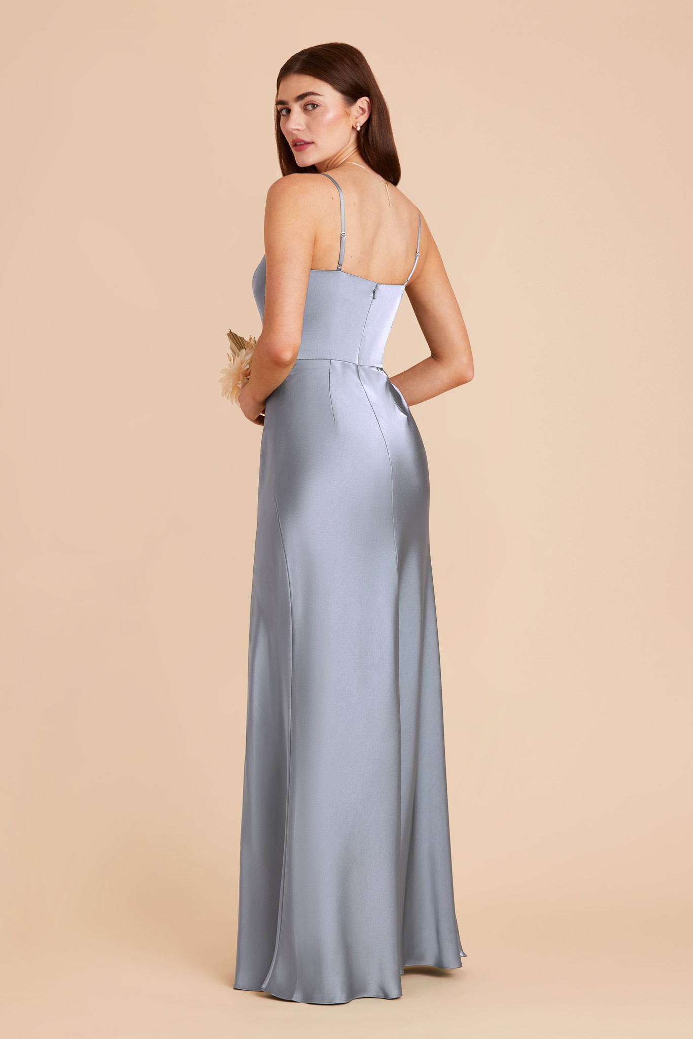 Dusty Blue Mai Matte Satin Dress by Birdy Grey