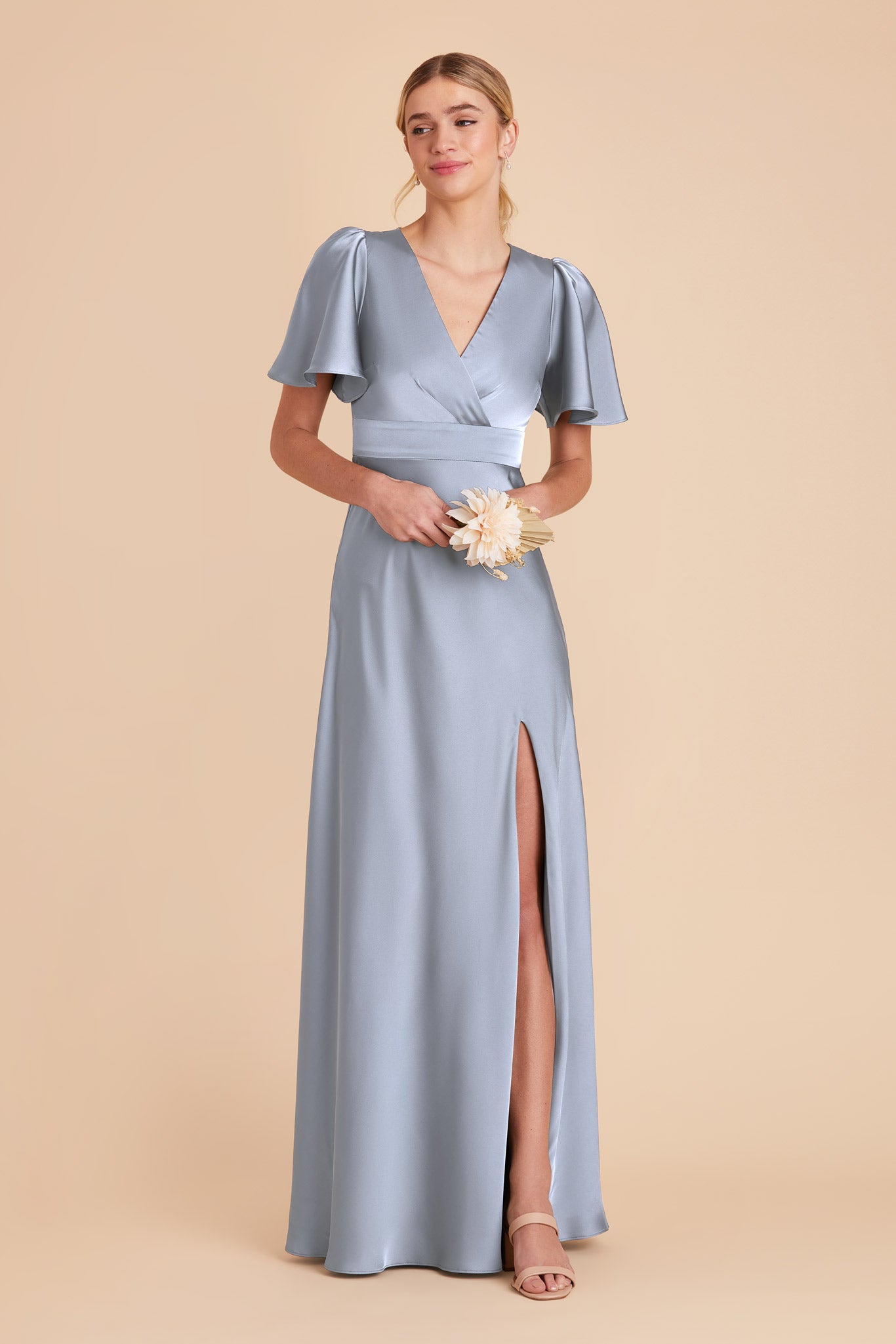 Dusty Blue Marni Matte Satin Dress by Birdy Grey