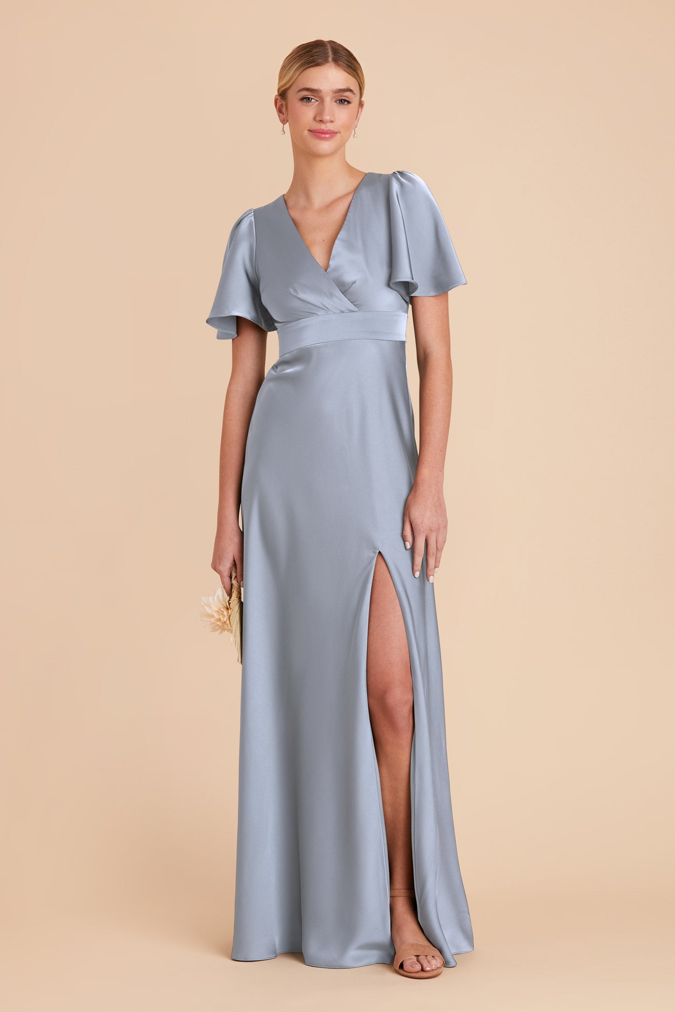 Dusty Blue Marni Matte Satin Dress by Birdy Grey