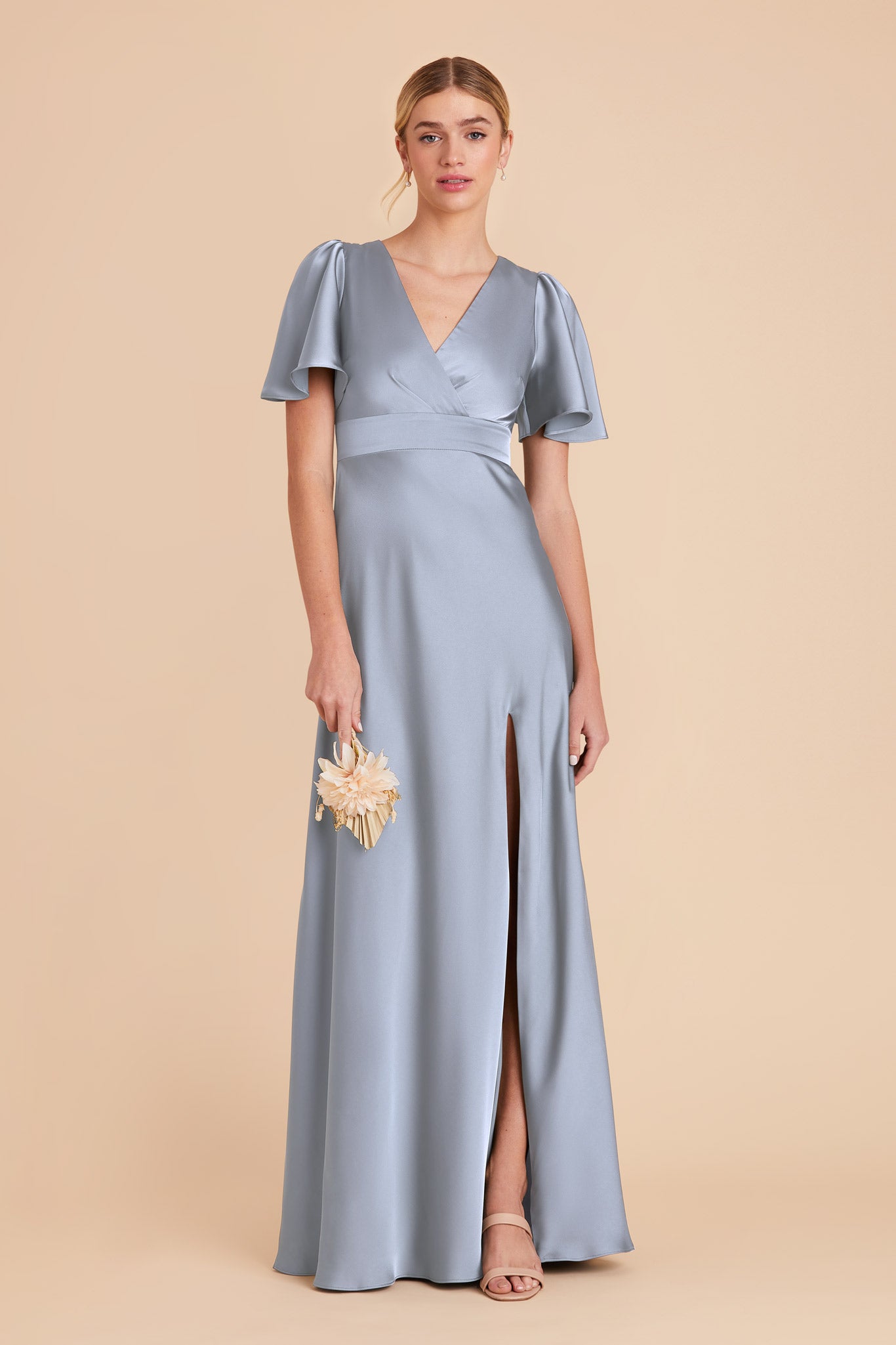 Dusty Blue Marni Matte Satin Dress by Birdy Grey