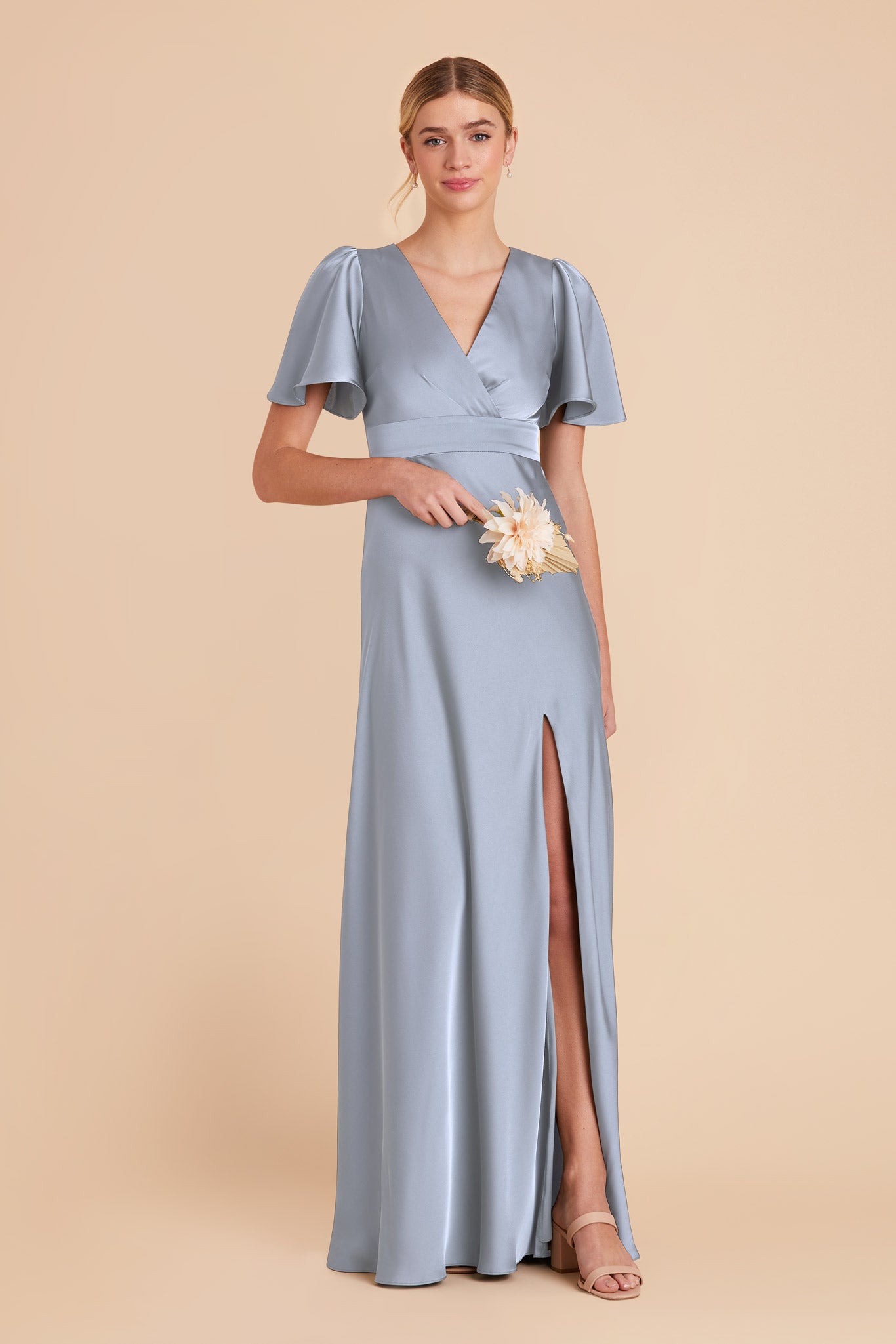 Dusty Blue Marni Matte Satin Dress by Birdy Grey