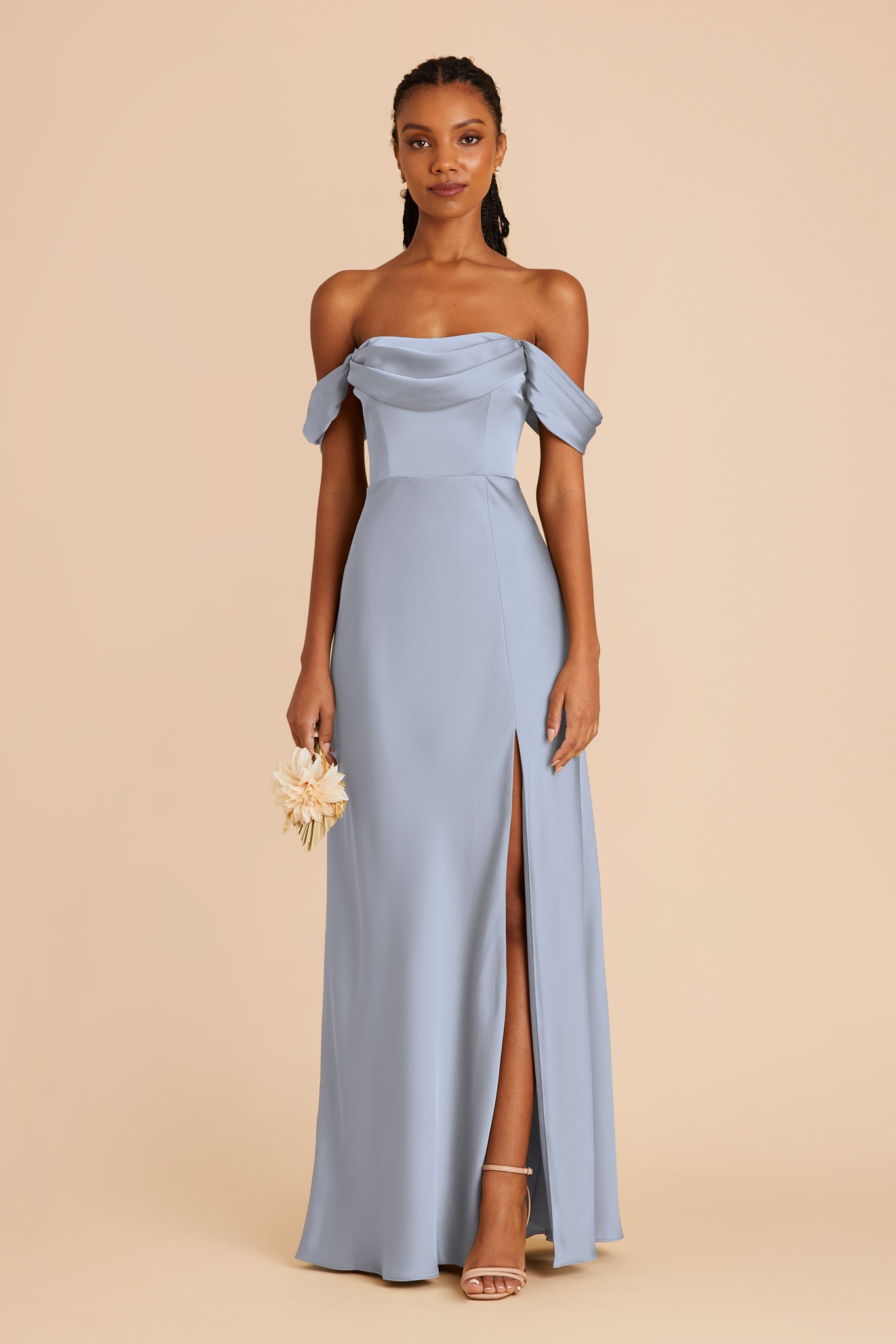 Dusty Blue Mia Convertible Matte Satin Dress by Birdy Grey