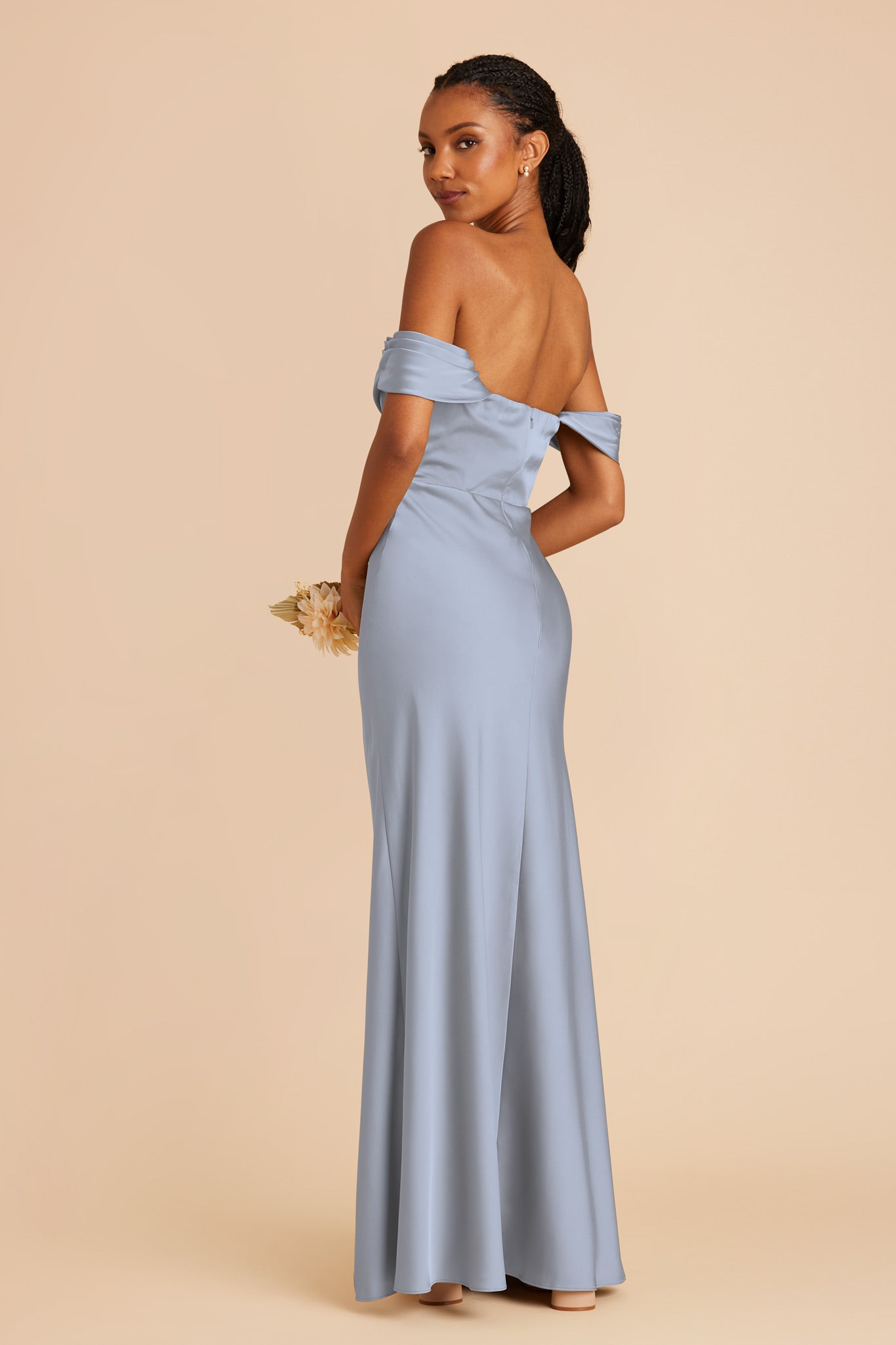 Dusty Blue Mia Convertible Matte Satin Dress by Birdy Grey