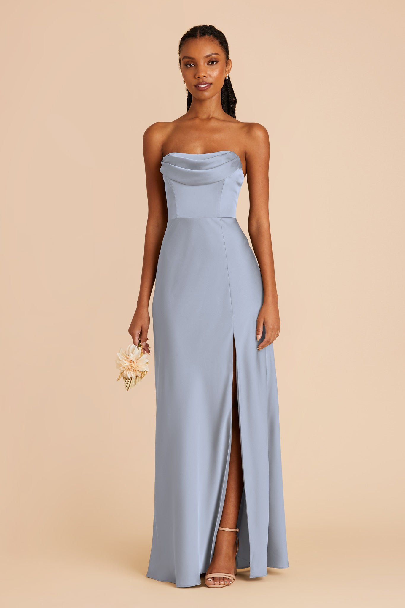 Dusty Blue Mia Convertible Matte Satin Dress by Birdy Grey