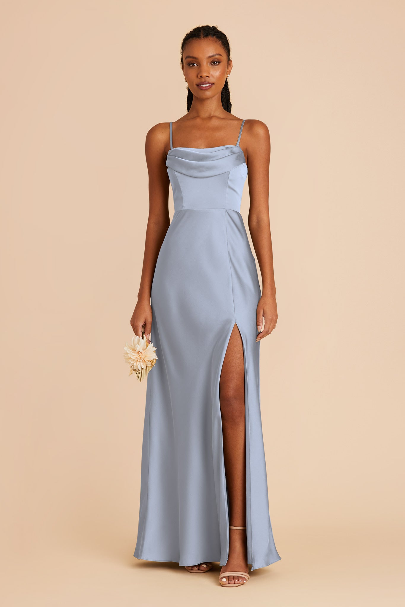 Dusty Blue Mia Convertible Matte Satin Dress by Birdy Grey