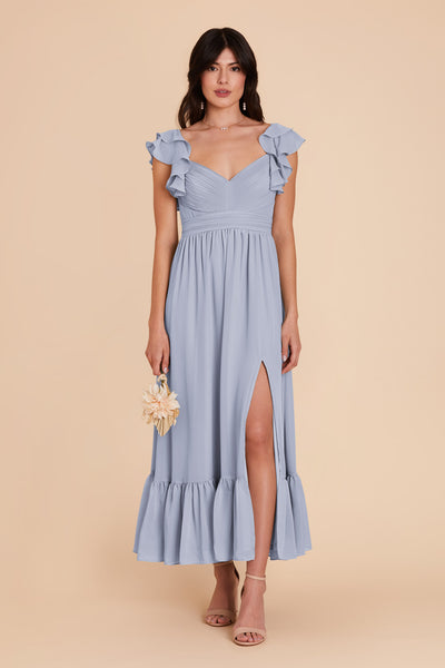 Dusty Blue Michelle Chiffon Dress by Birdy Grey