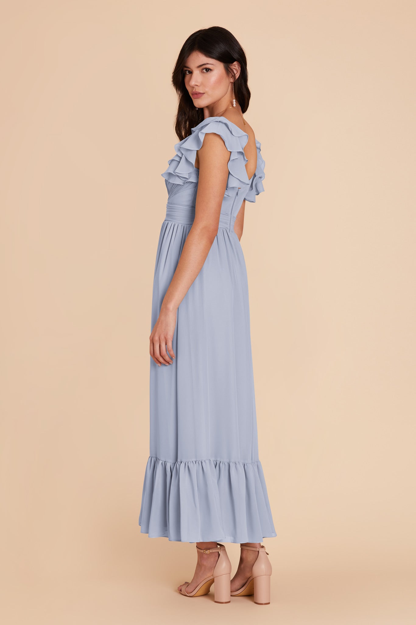 Dusty Blue Michelle Chiffon Dress by Birdy Grey