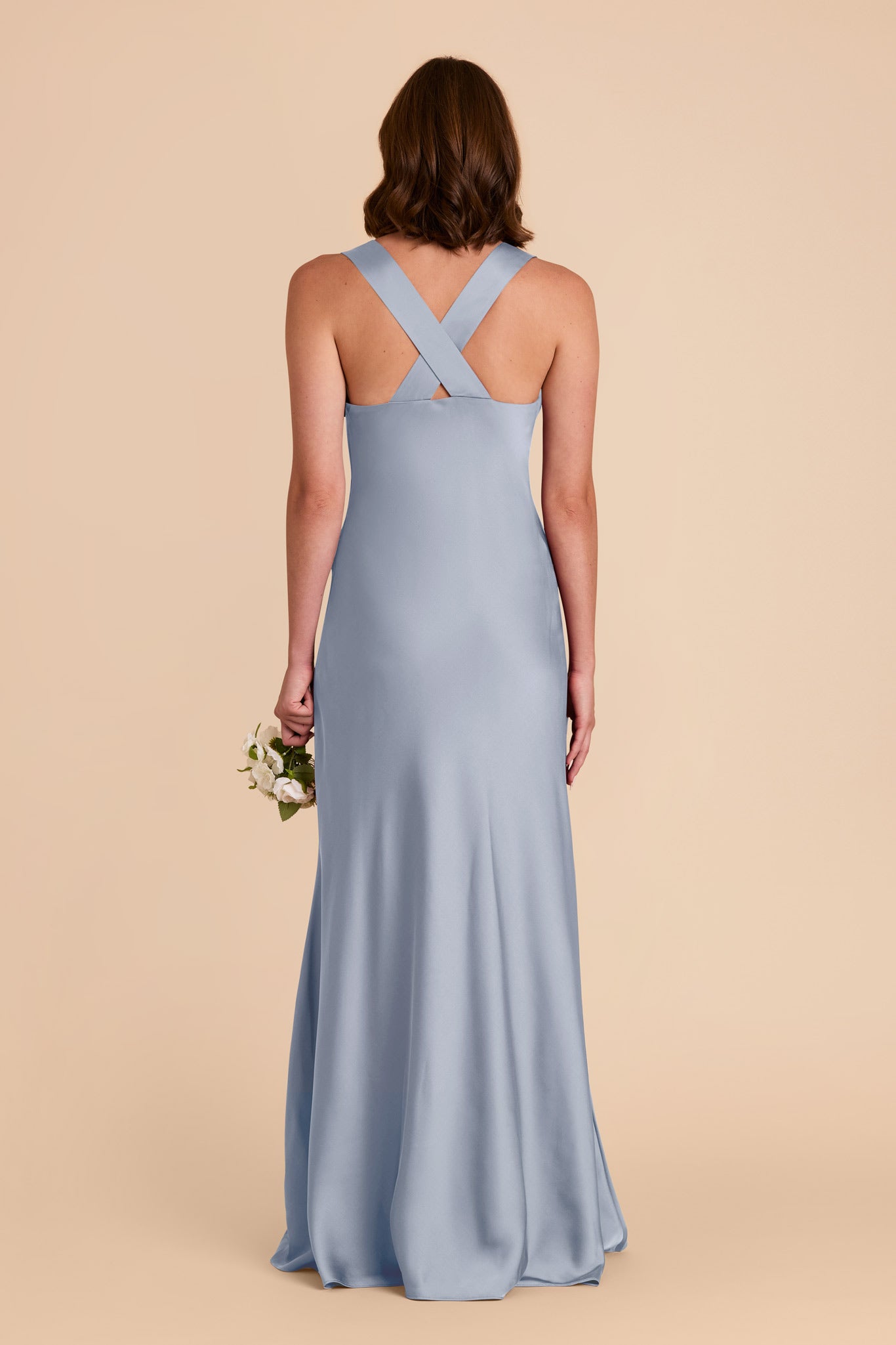 Dusty Blue Veronica Matte Satin Dress by Birdy Grey