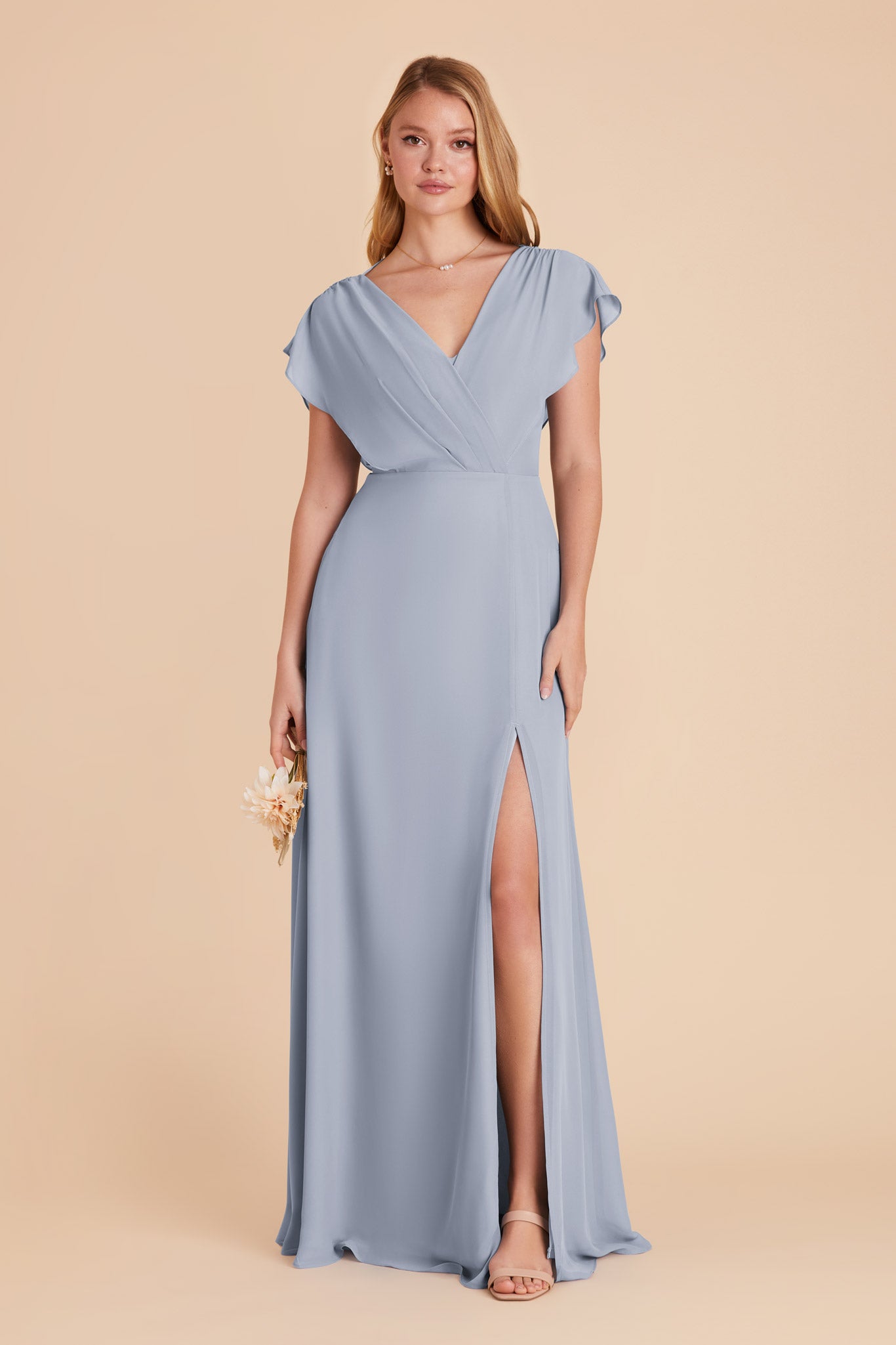 Dusty Blue Violet Chiffon Bridesmaid Dress | Birdy Grey