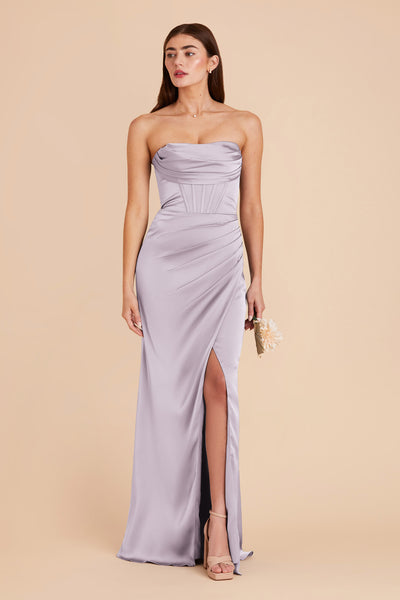 Dusty Lilac Carrie Matte Satin Dress by Birdy Grey