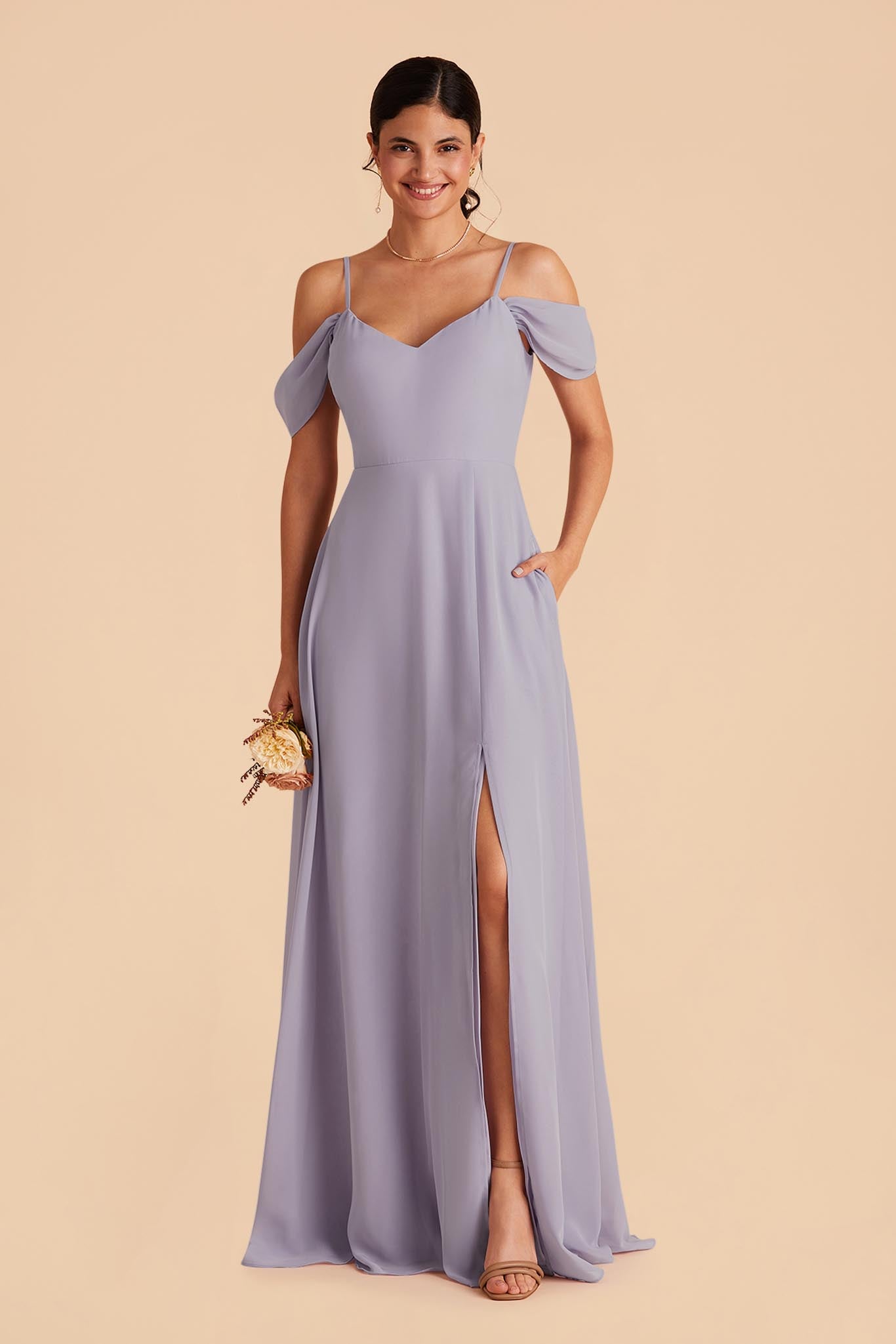 Devin Convertible Chiffon Bridesmaid Dress in Dusty Lilac Birdy Grey