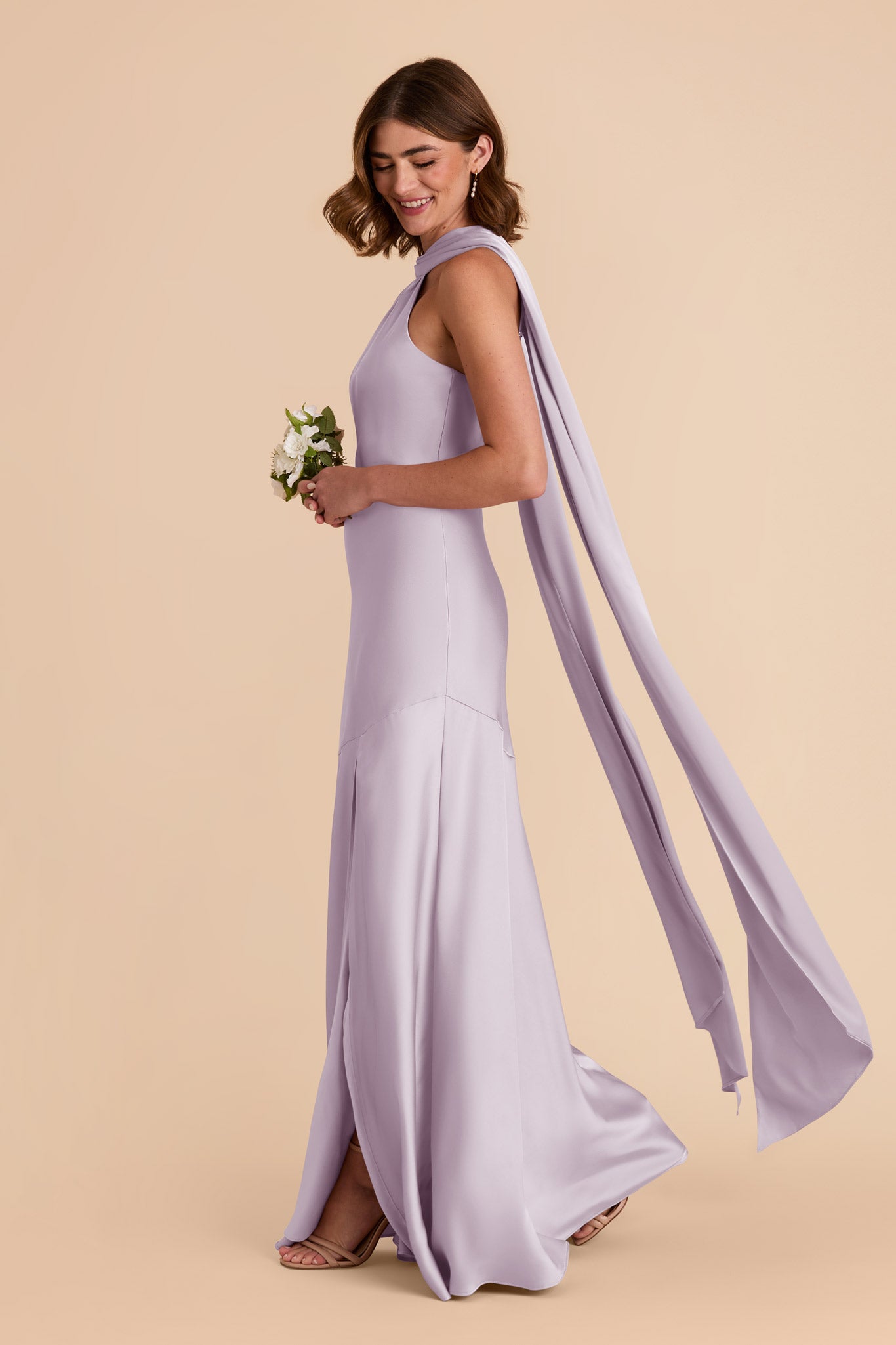 Dusty Lilac Eileen Matte Satin Dress by Birdy Grey