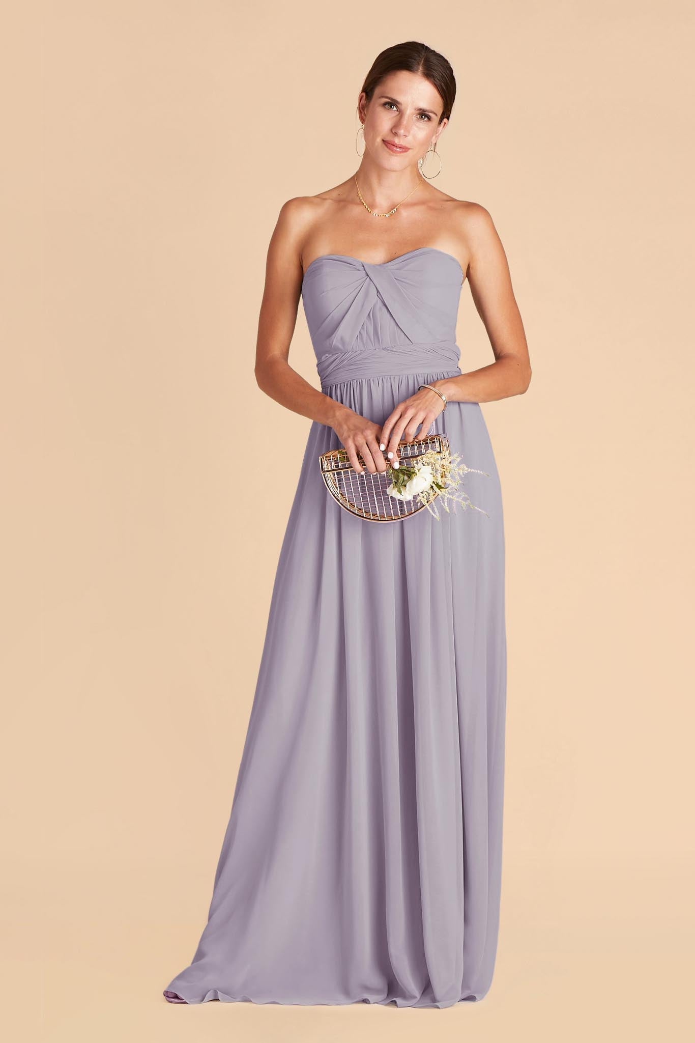 Grace Convertible Chiffon Bridesmaid Dress in Dusty Lilac Birdy Grey