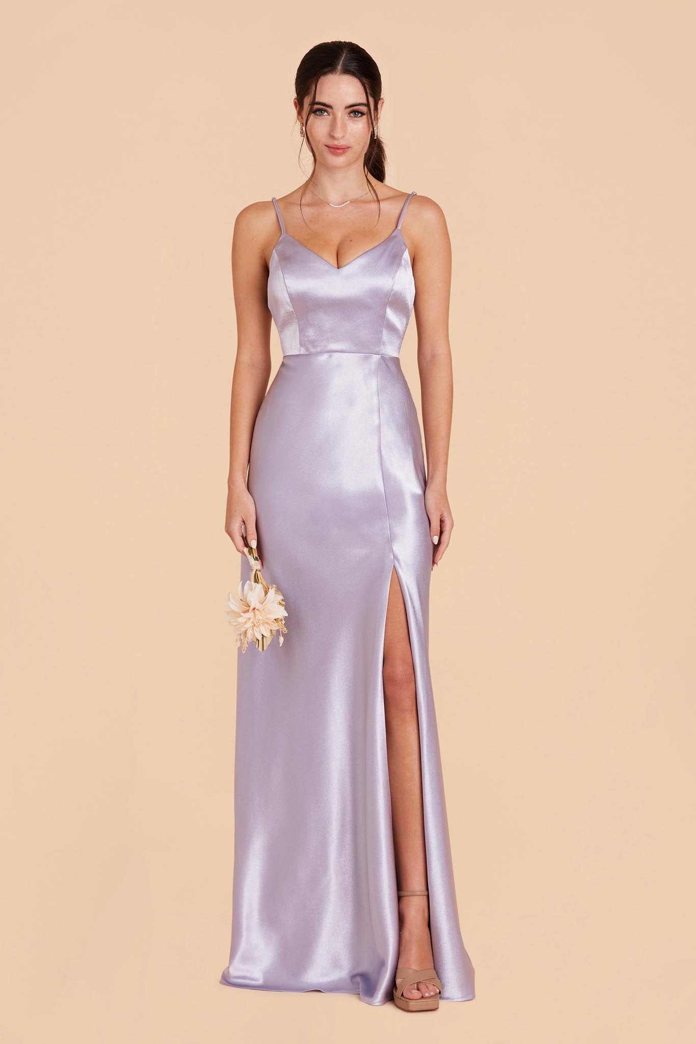 Dusty Lilac Jay Shiny Satin Dress by Birdy Grey