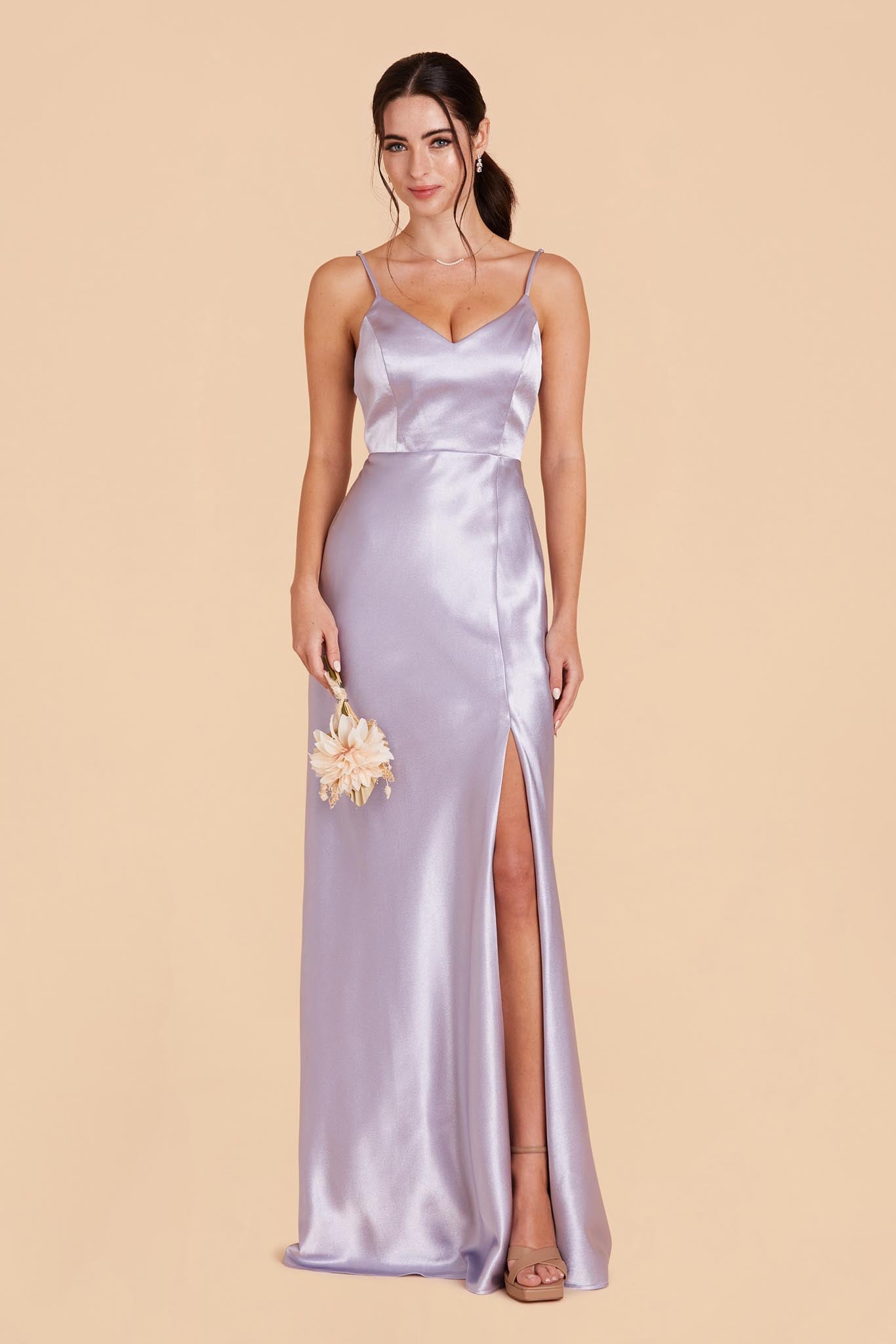 Dusty Lilac Jay Shiny Satin Dress by Birdy Grey