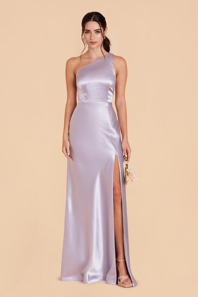 Dusty Lilac Kira Shiny Satin Dress by Birdy Grey