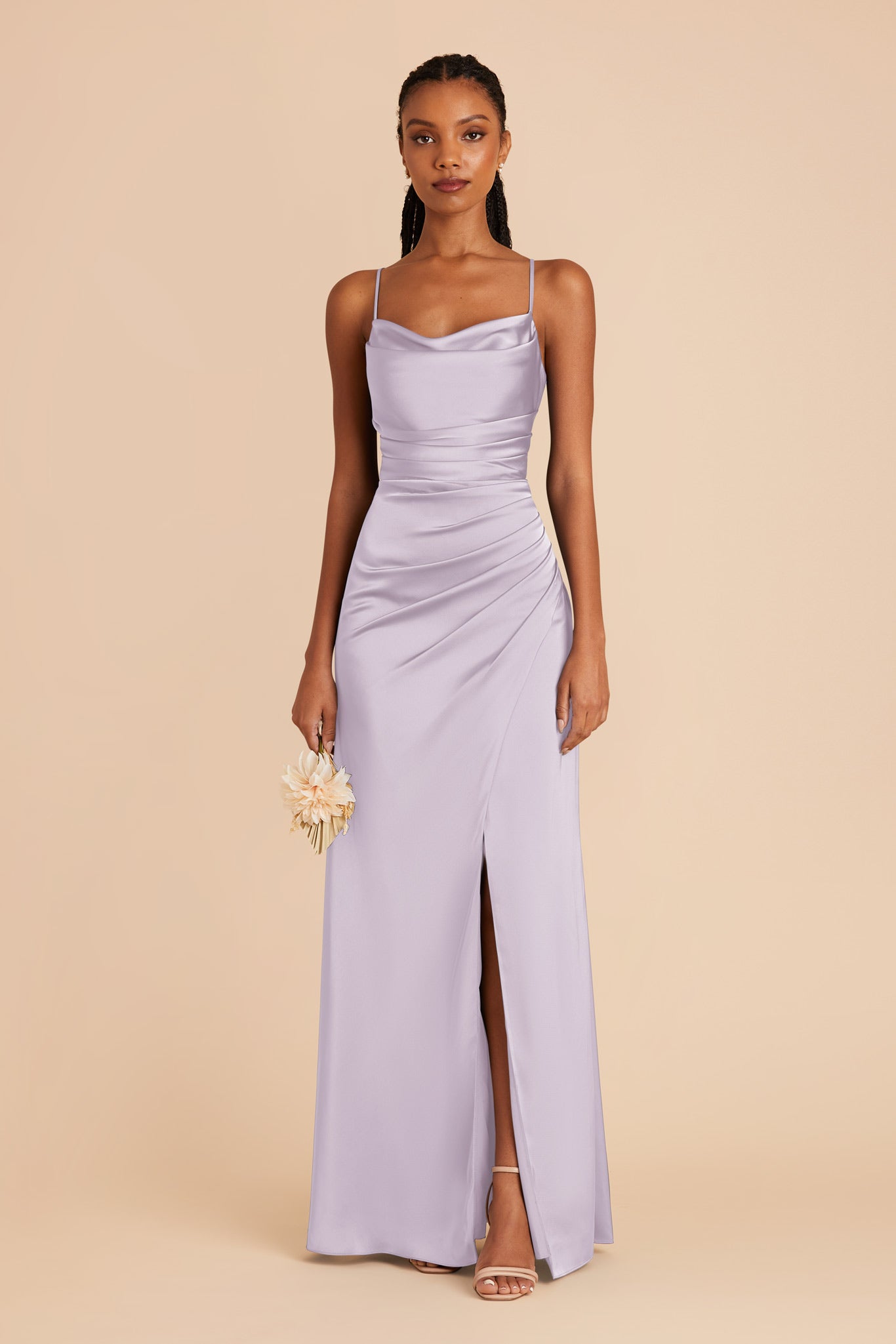 Dusty Lilac Lydia Matte Satin Dress by Birdy Grey