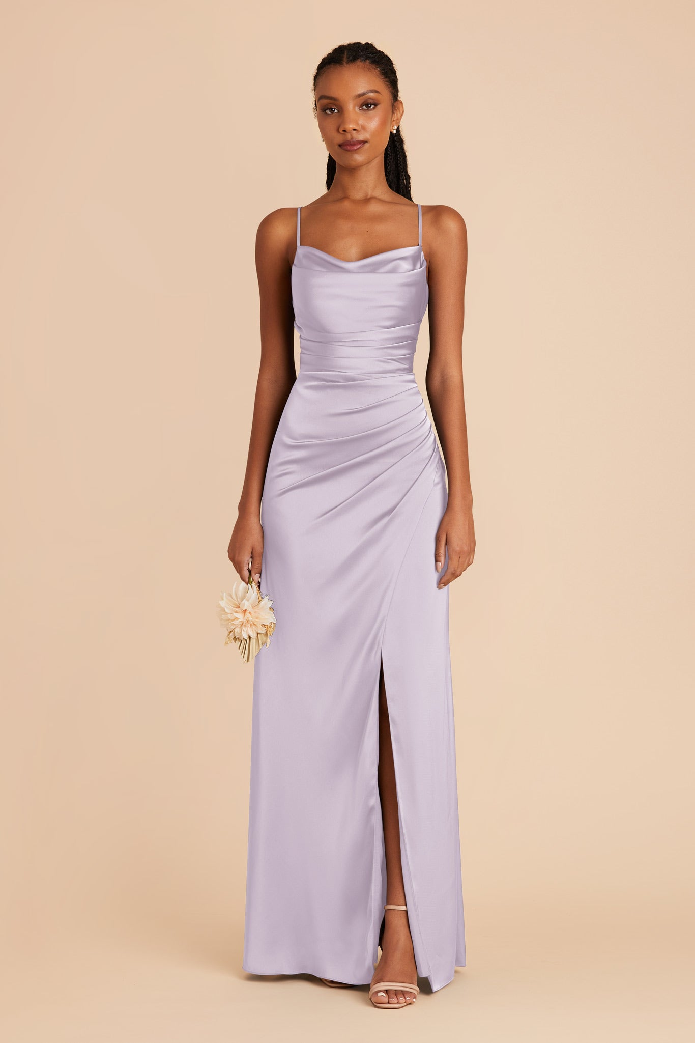 Dusty Lilac Lydia Matte Satin Dress by Birdy Grey