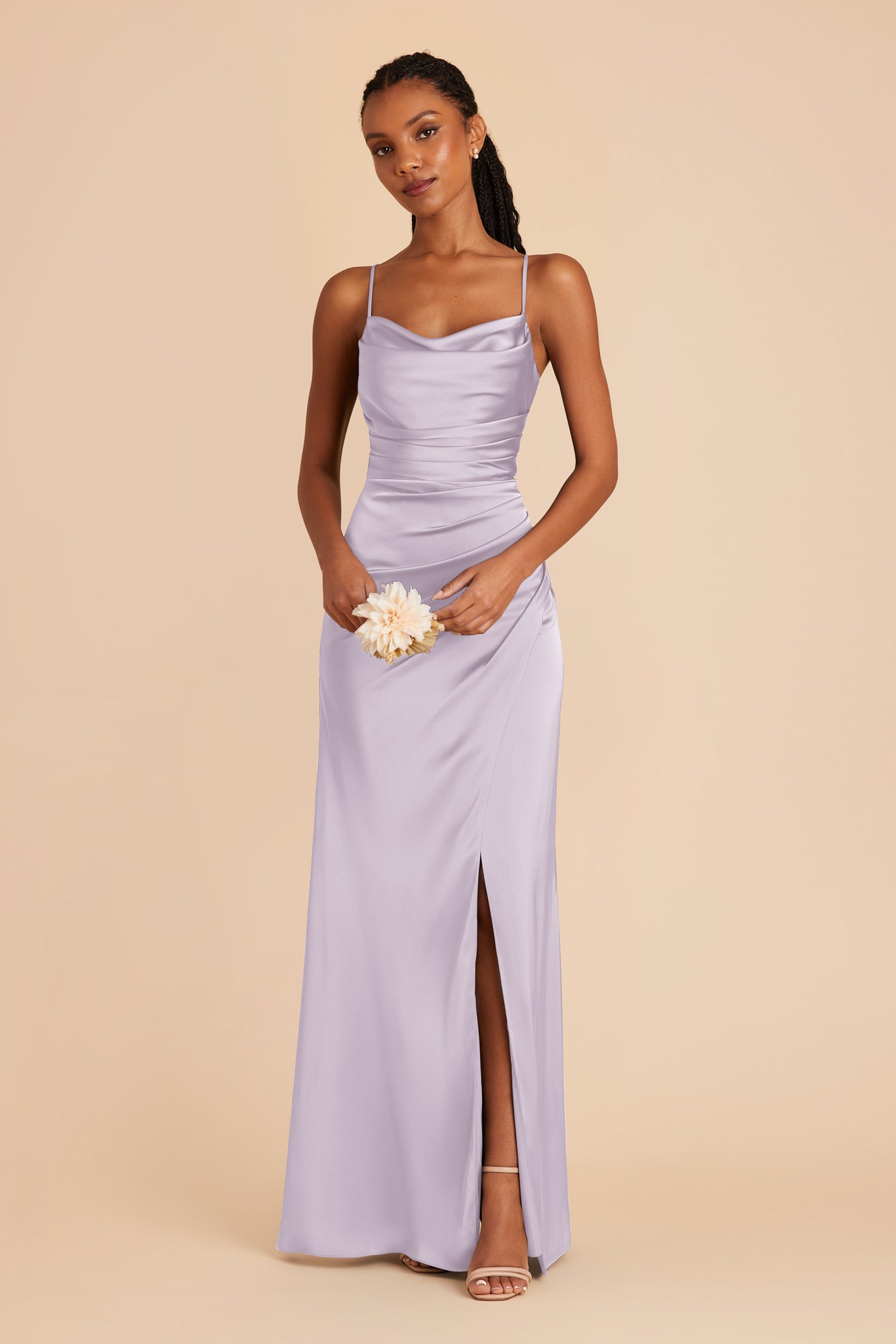 Dusty Lilac Lydia Matte Satin Dress by Birdy Grey