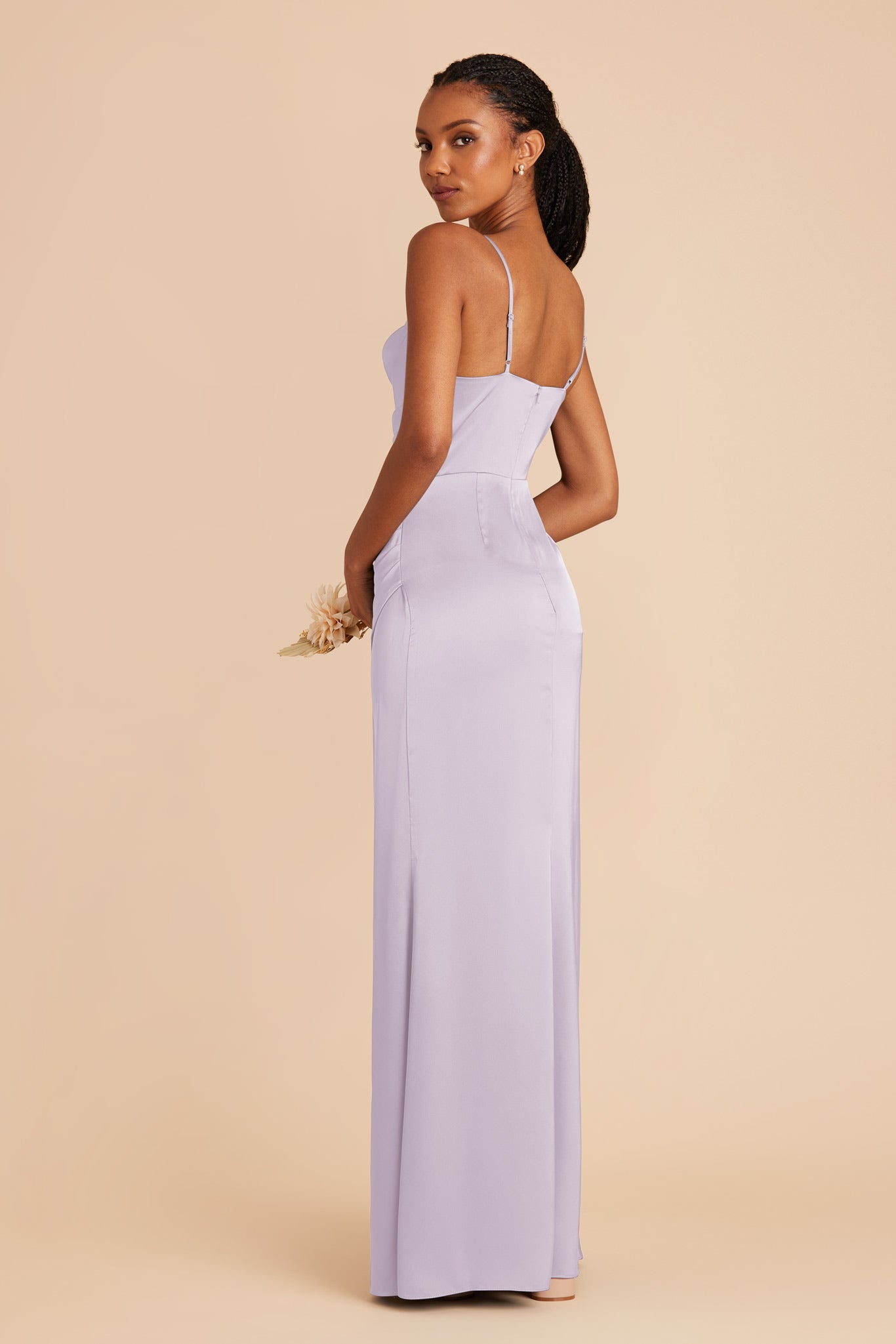 Dusty Lilac Lydia Matte Satin Dress by Birdy Grey