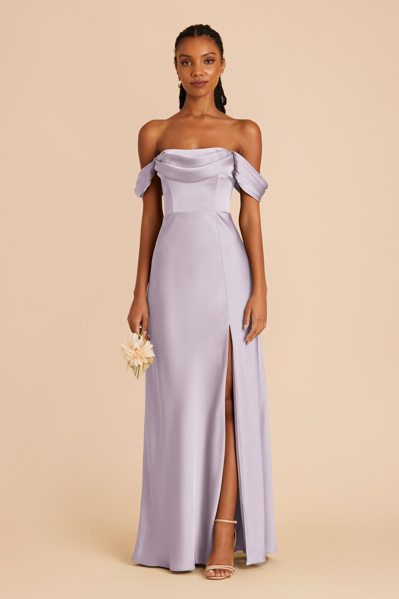 Dusty Lilac Mia Matte Satin Dress by Birdy Grey