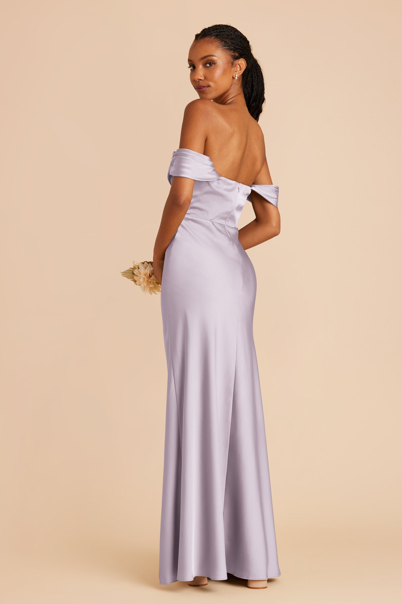 Dusty Lilac Mia Matte Satin Dress by Birdy Grey