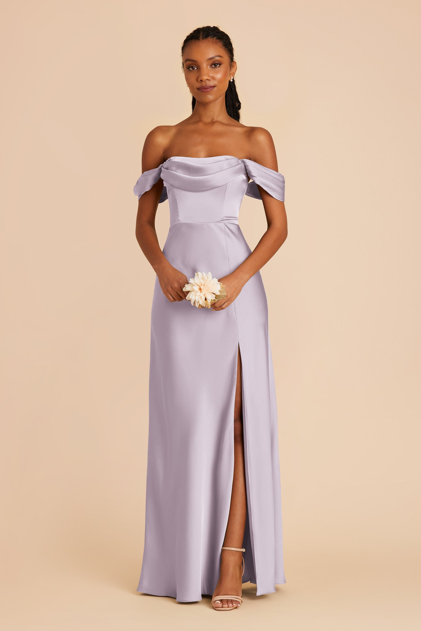 Dusty Lilac Mia Matte Satin Dress by Birdy Grey