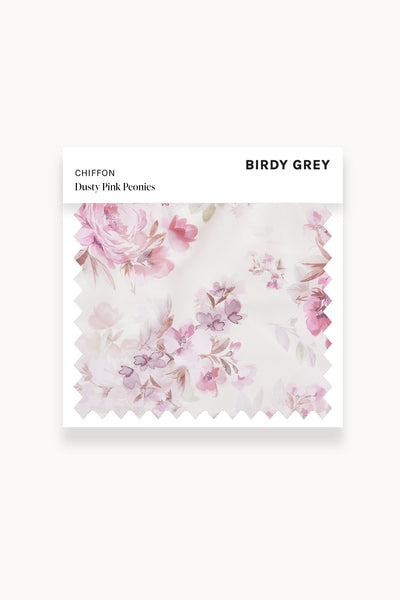 Dusty Pink Peonies Chiffon Swatch by Birdy Grey