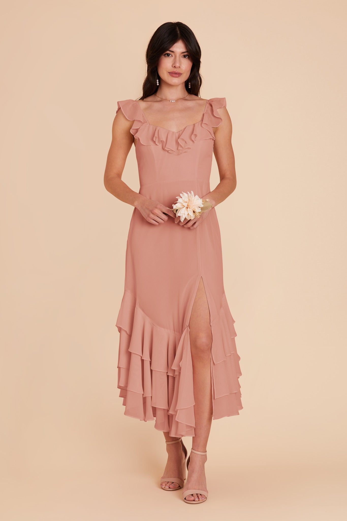 Dusty Rose Ginny Chiffon Dress by Birdy Grey