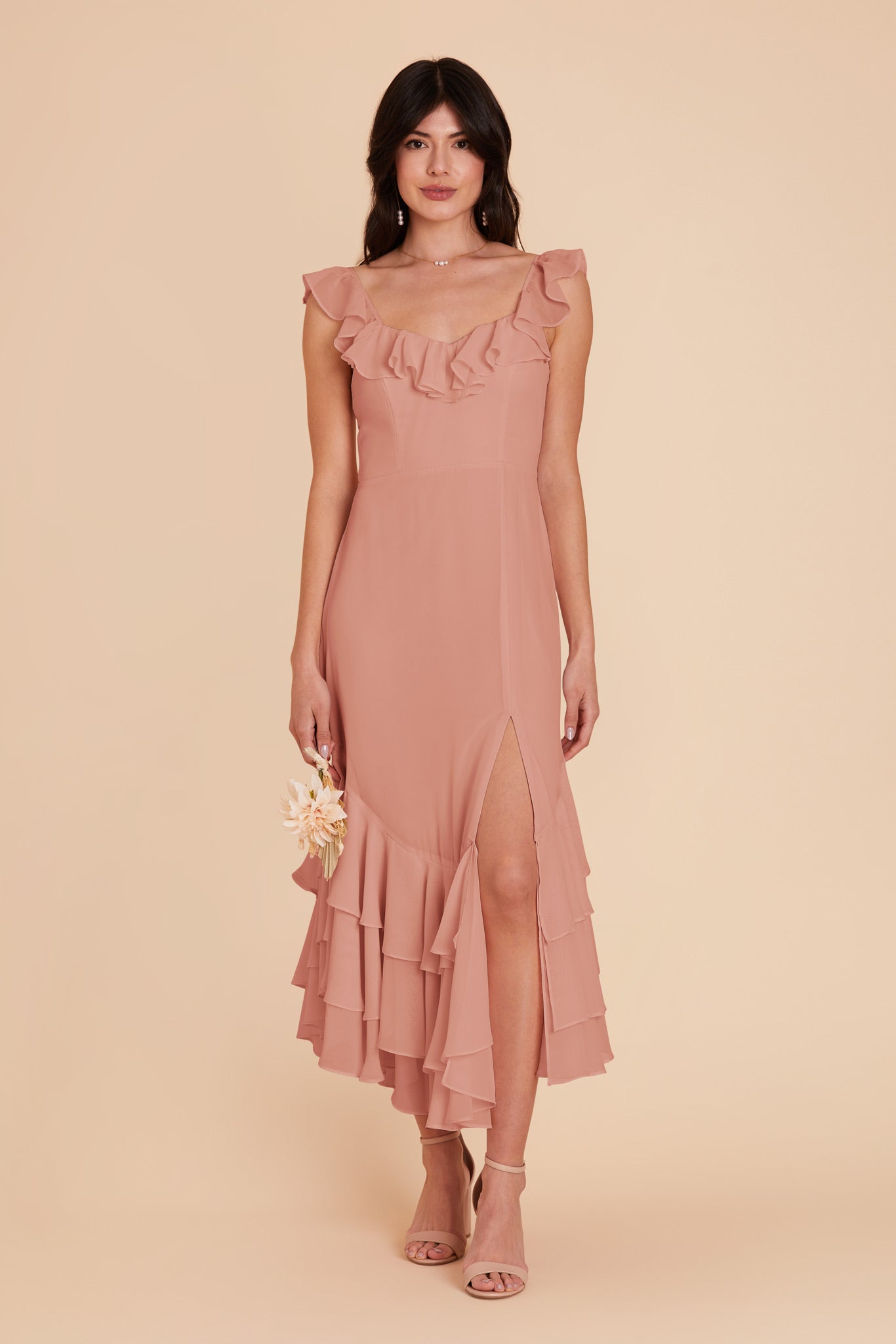 Dusty Rose Ginny Chiffon Dress by Birdy Grey