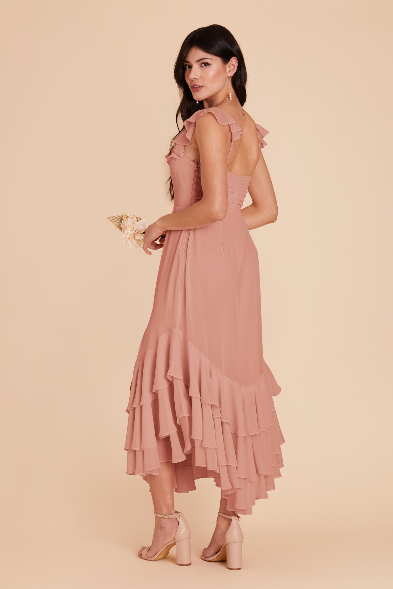 Dusty Rose Ginny Chiffon Dress by Birdy Grey