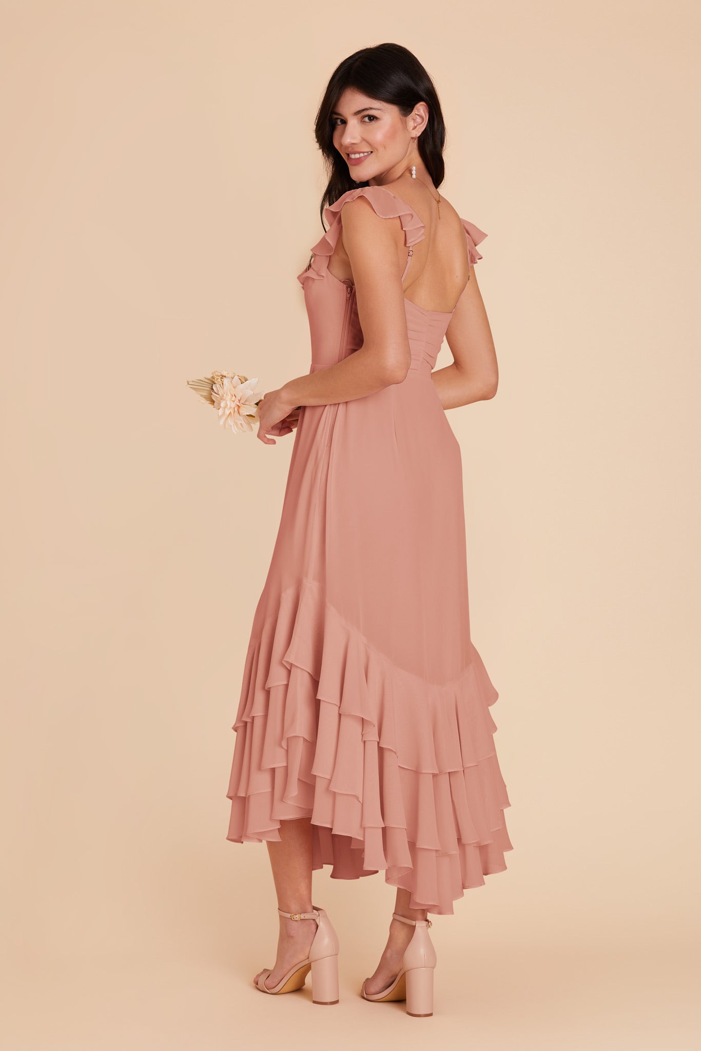 Dusty Rose Ginny Chiffon Dress by Birdy Grey