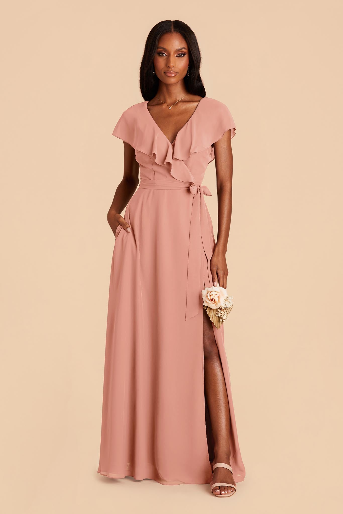 Dusty Rose Jackson Chiffon Dress by Birdy Grey