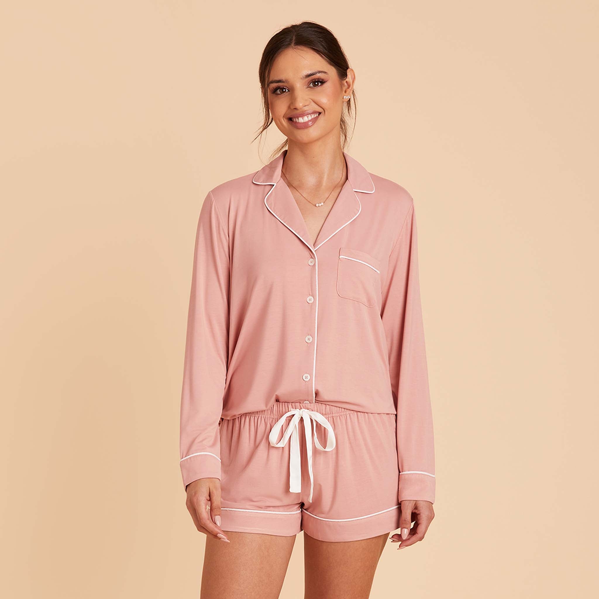 Jonny Dusty Rose Long Sleeve Pajama Set