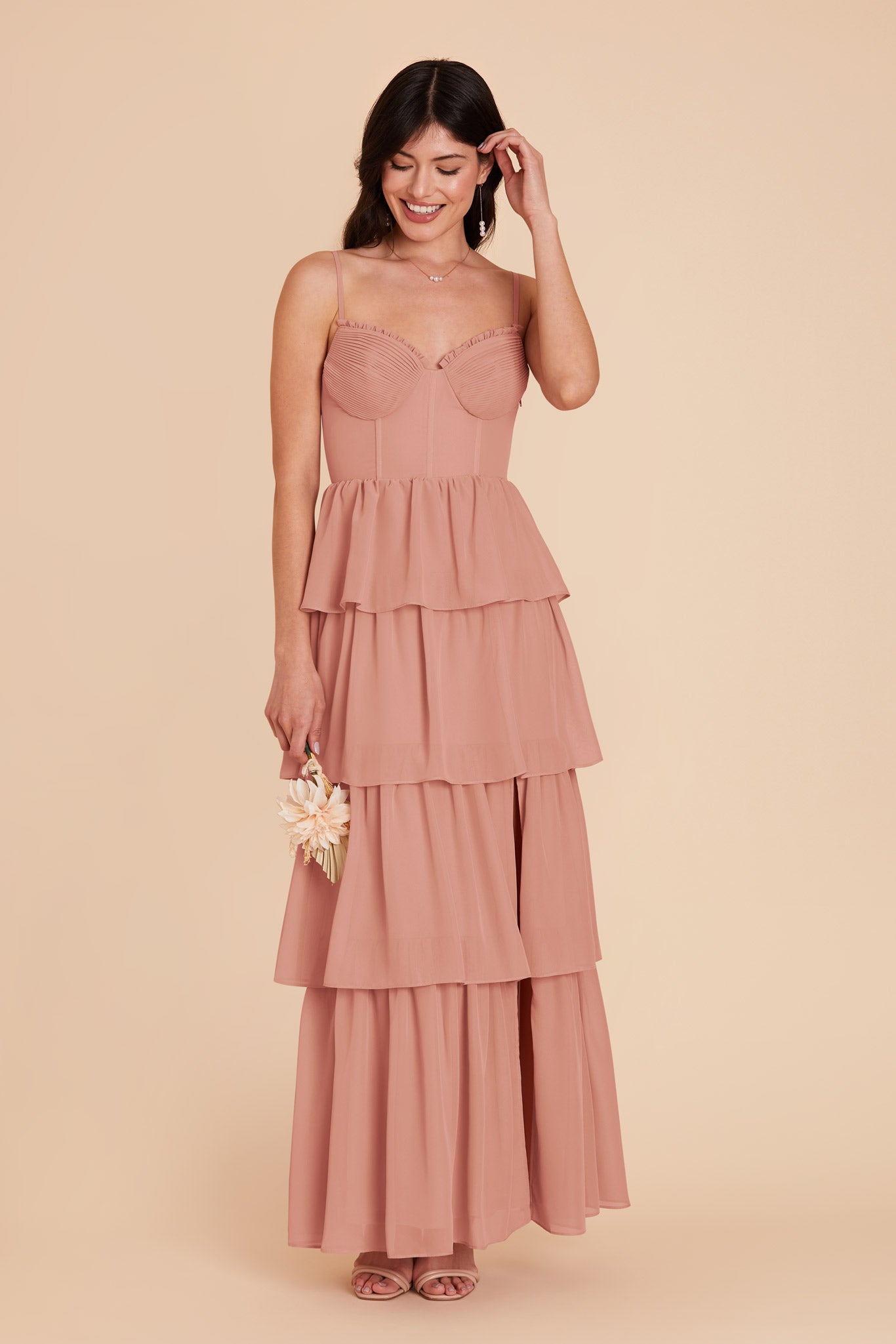  Dusty Rose Lola Chiffon Dress by Birdy Grey