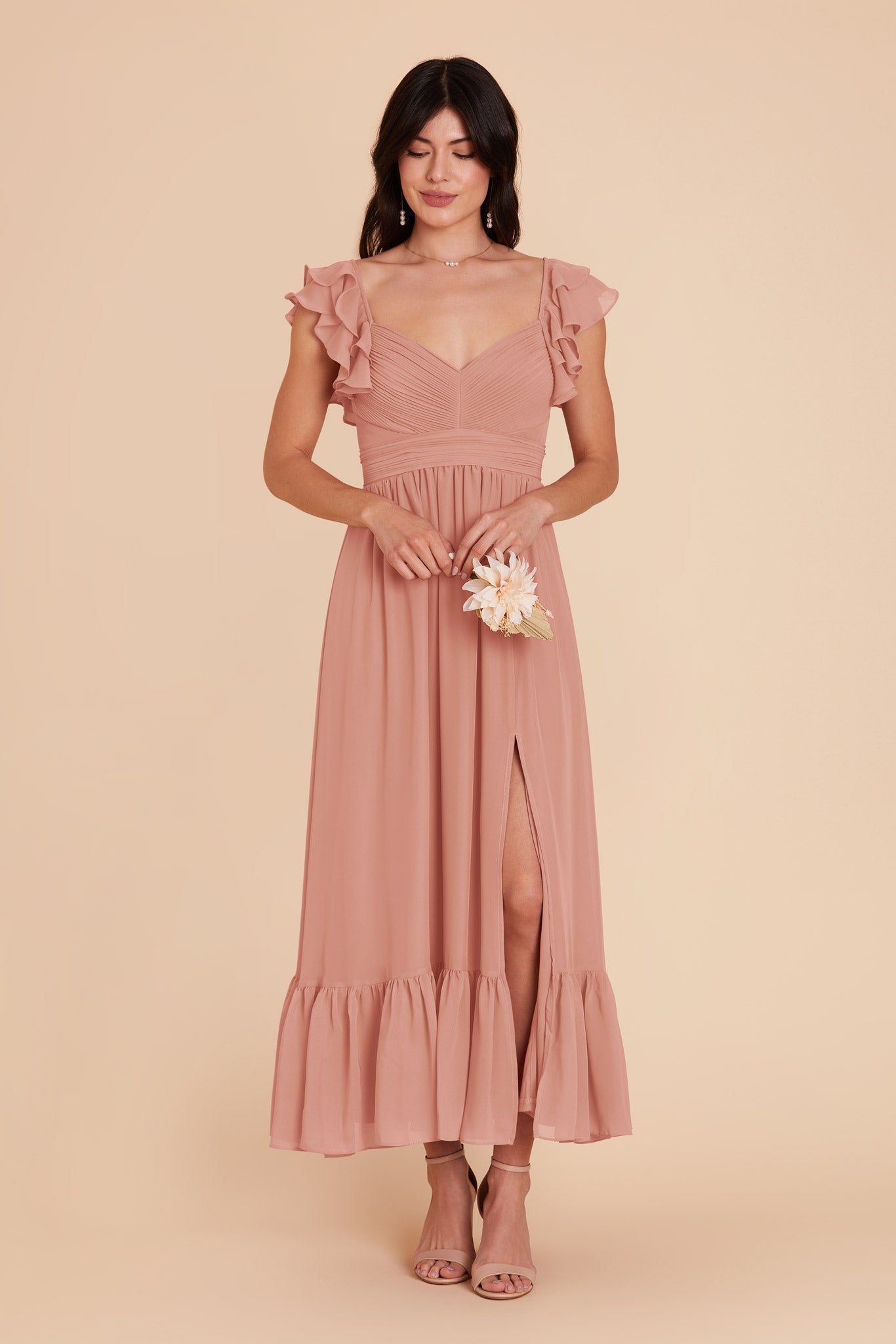 Dusty Rose Michelle Chiffon Dress by Birdy Grey