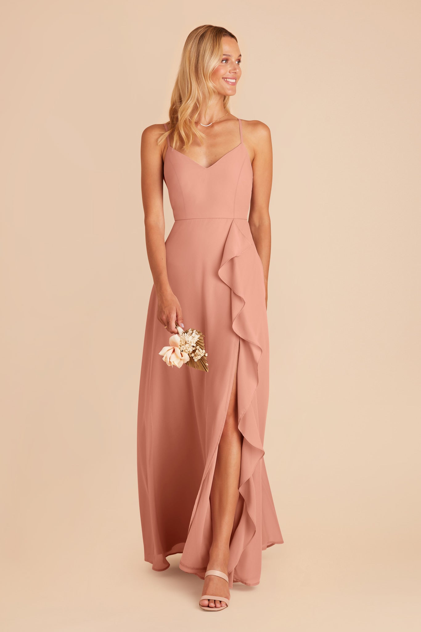 Dusty Rose Theresa Chiffon Dress by Birdy Grey