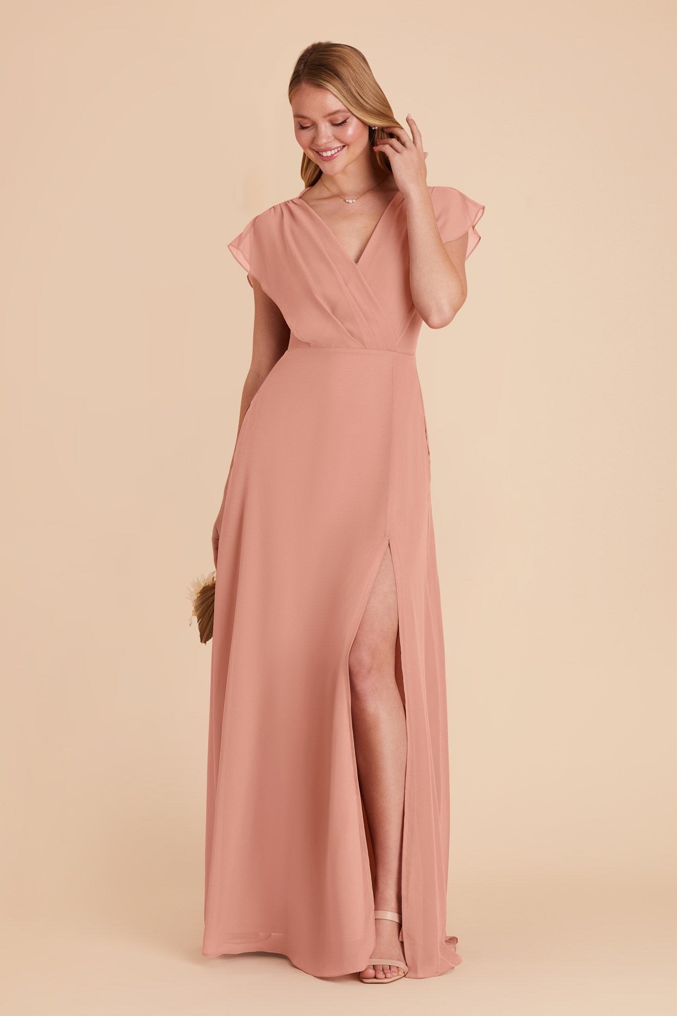 Dusty Rose Violet Chiffon Bridesmaid Dress Birdy Grey
