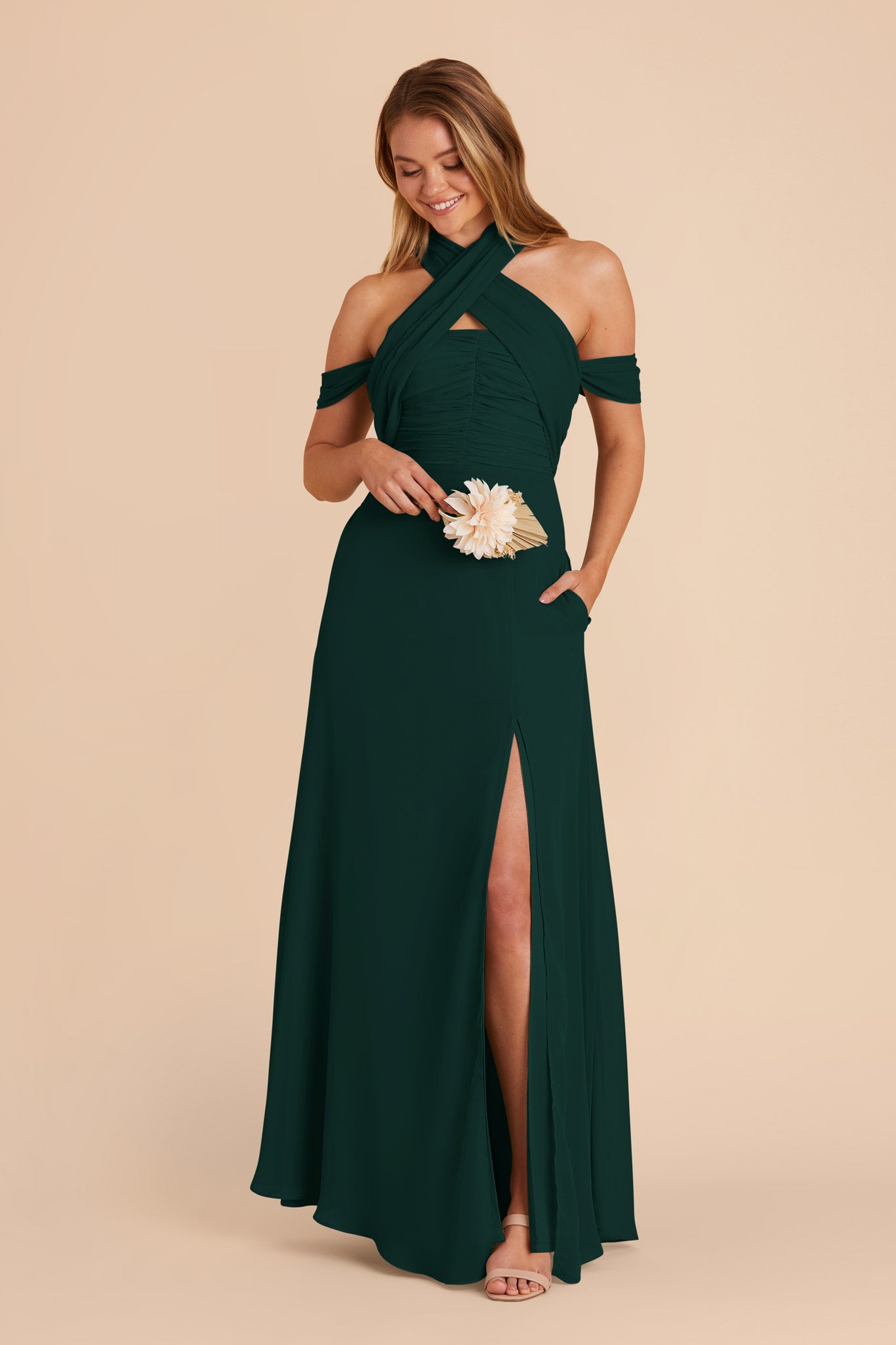 Emerald Cara Chiffon Dress by Birdy Grey