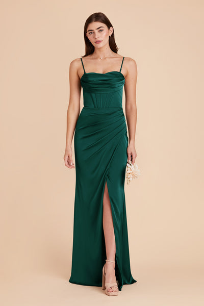 Emerald Carrie Matte Satin Dress by Birdy Grey