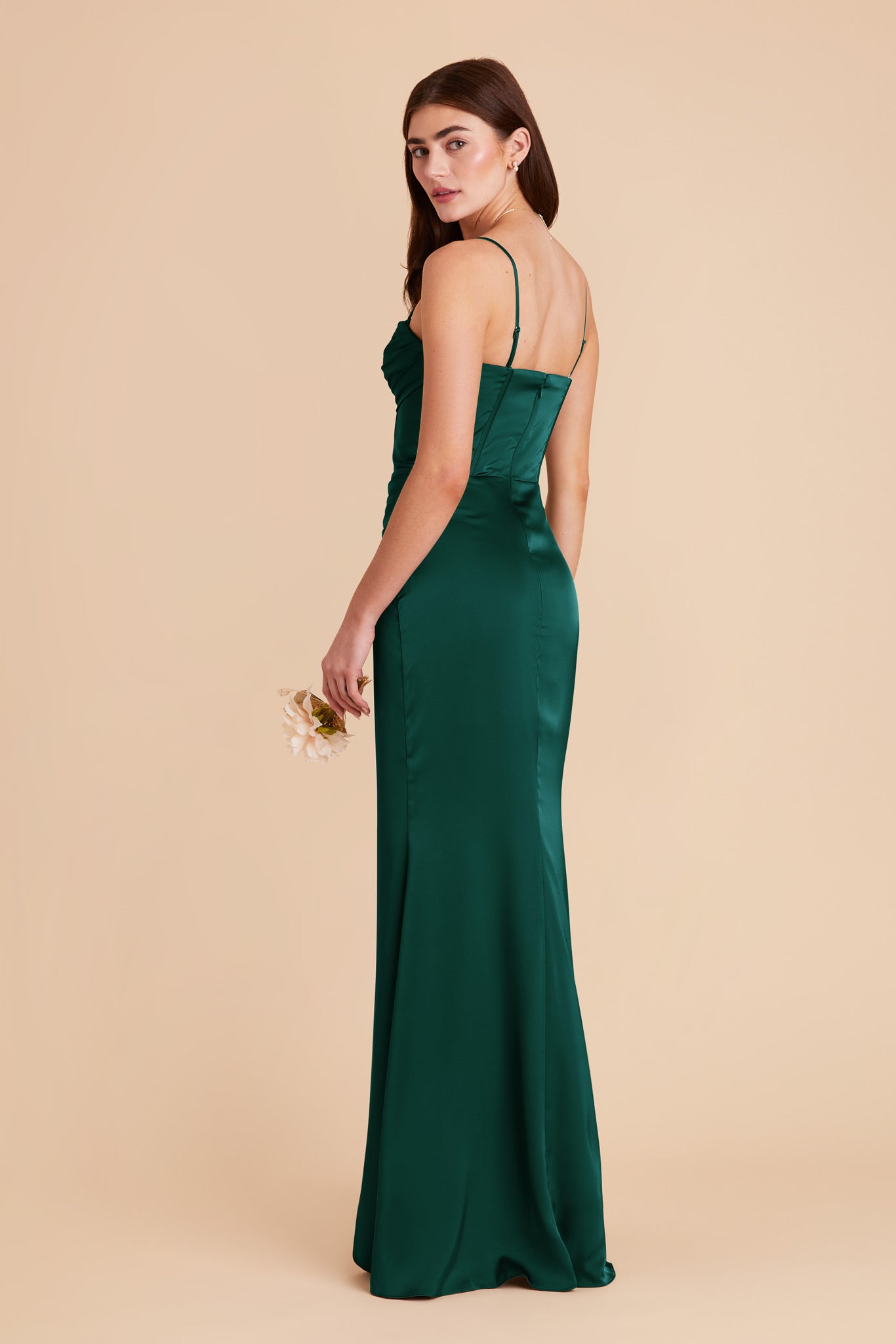 Emerald Carrie Matte Satin Dress by Birdy Grey